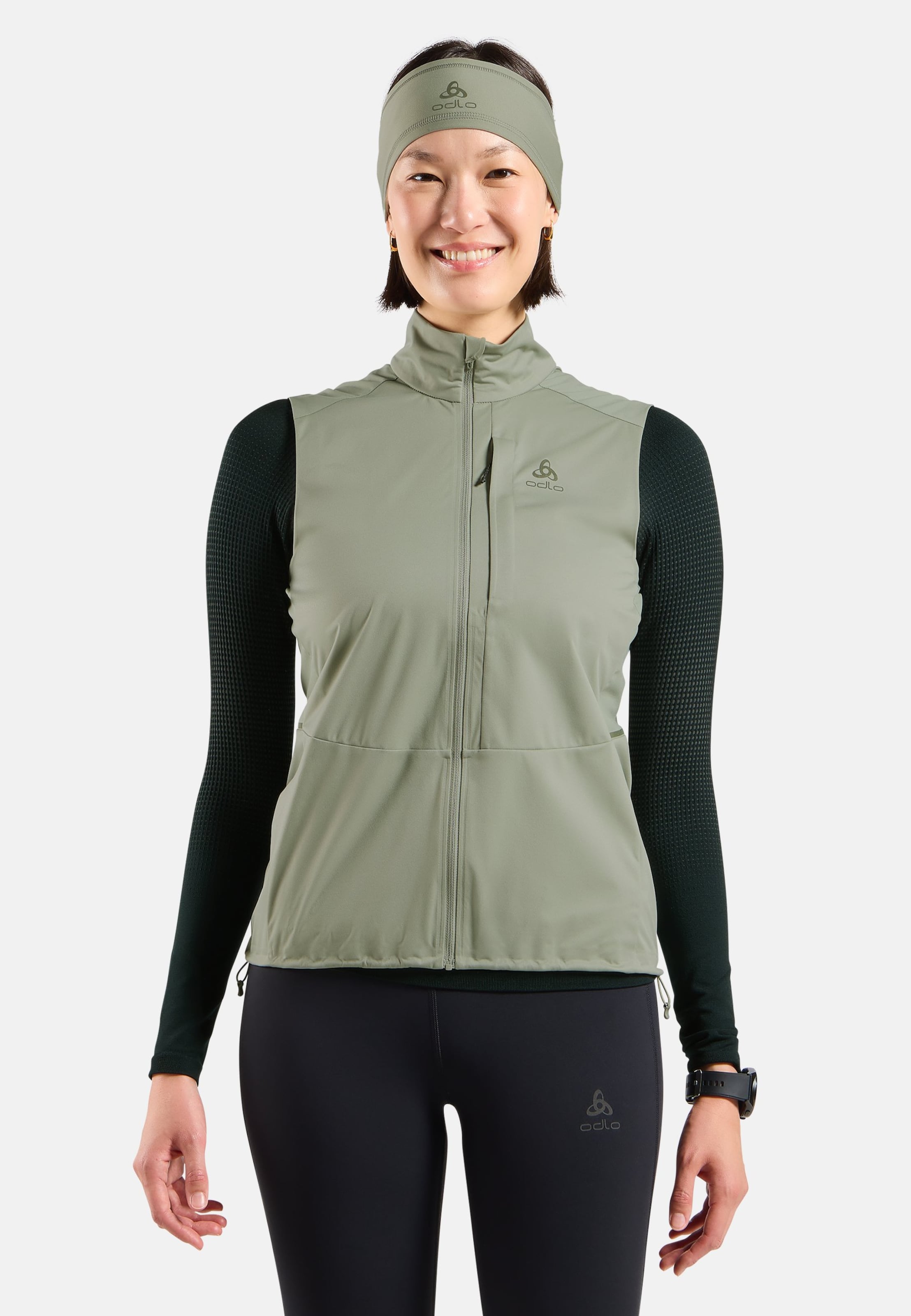 Odlo Zeroweight Warm Softshell-Laufweste 2.0 für Damen, L, grün