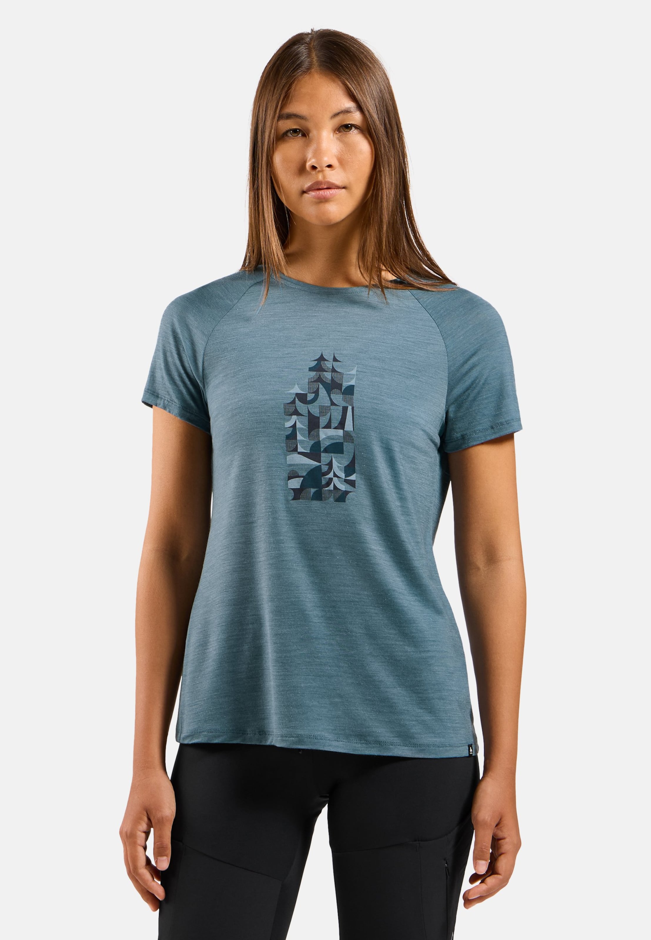 Odlo Merinomix 130 T-Shirt mit Print für Damen, XS, blau