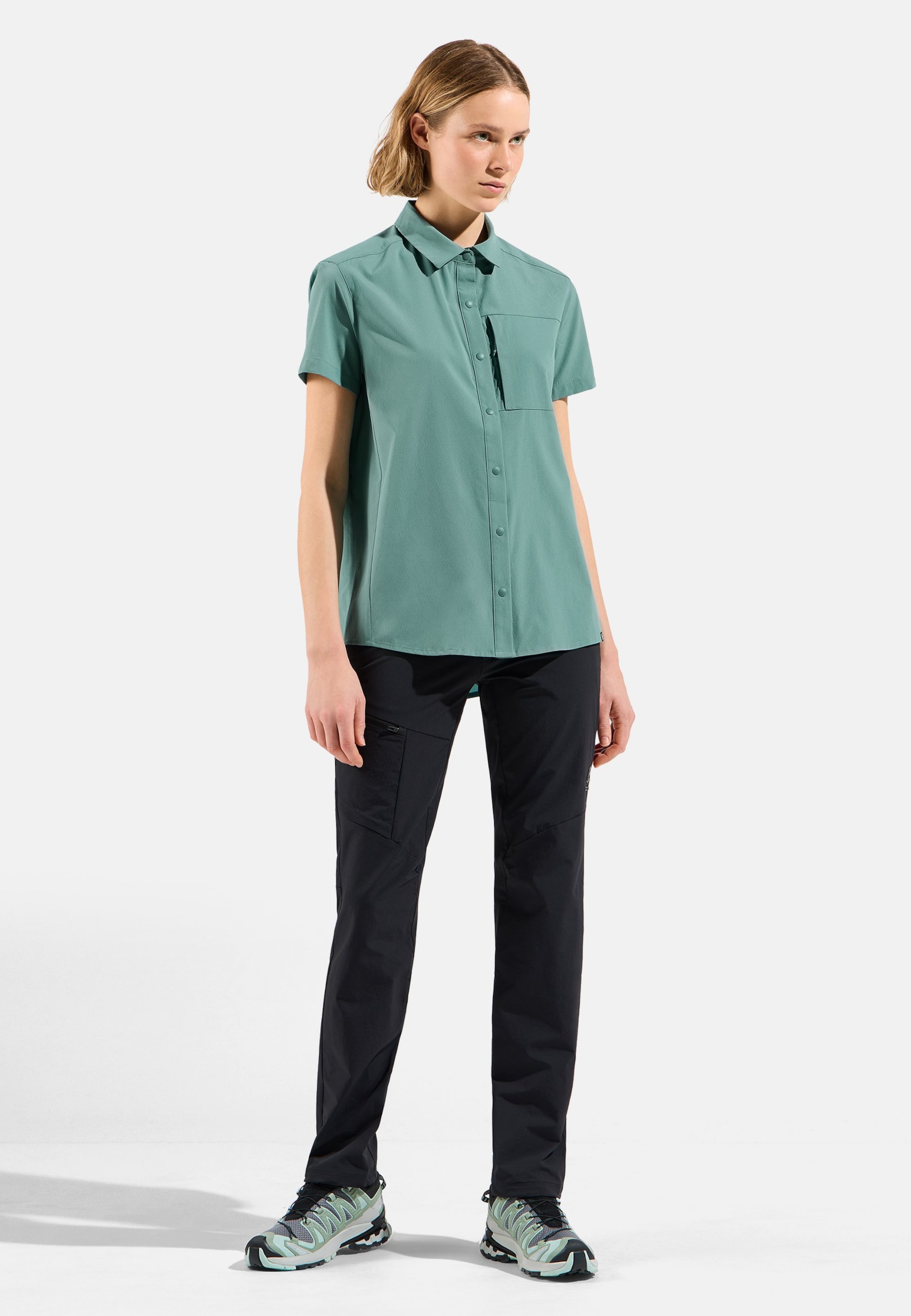 Odlo Essentials Kurzarm-Wanderhemd für Damen, XS, grün