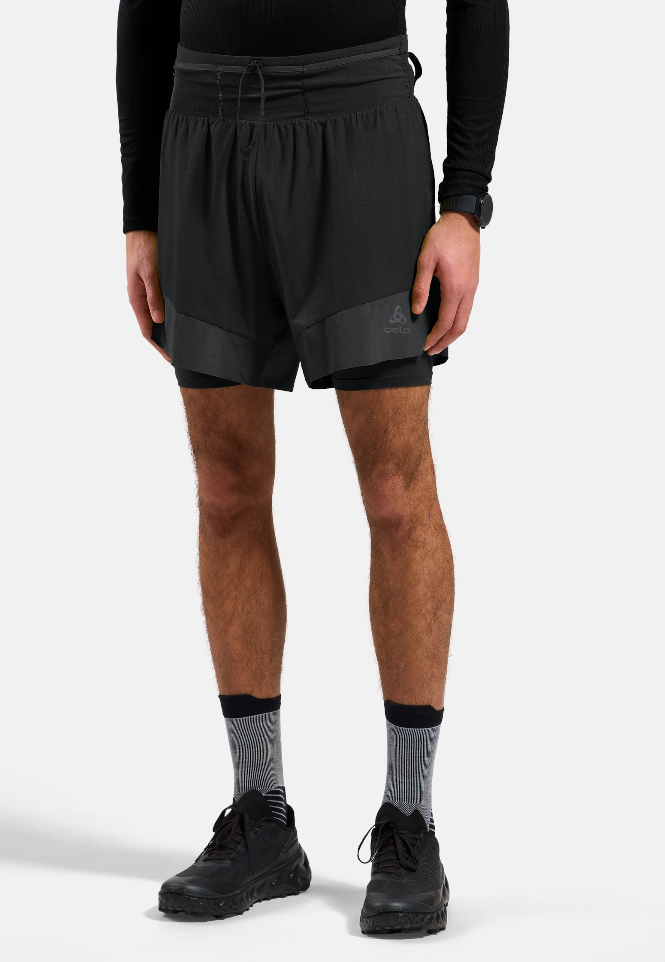 Odlo X-Alp Trail 6 Inch 2-In-1 Laufshorts für Herren - Trail Running, Wandern - schwarz, M