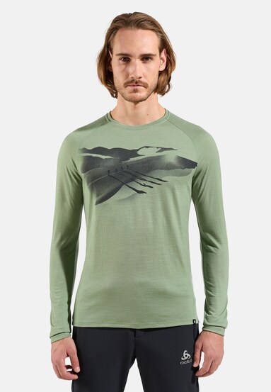 Ascent 365 Merino 200 Langarmshirt mit Spuren-Motiv