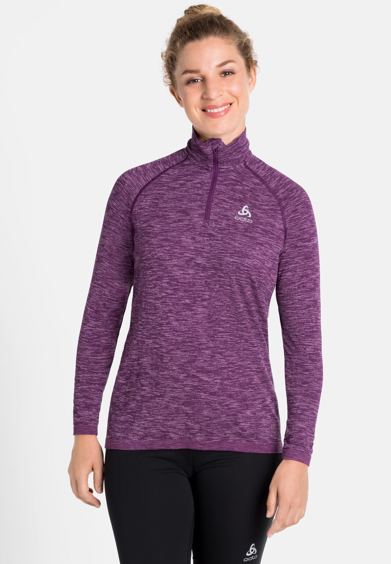 Mid layer a manica lunga con mezza zip Run Easy Yakwarm da donna