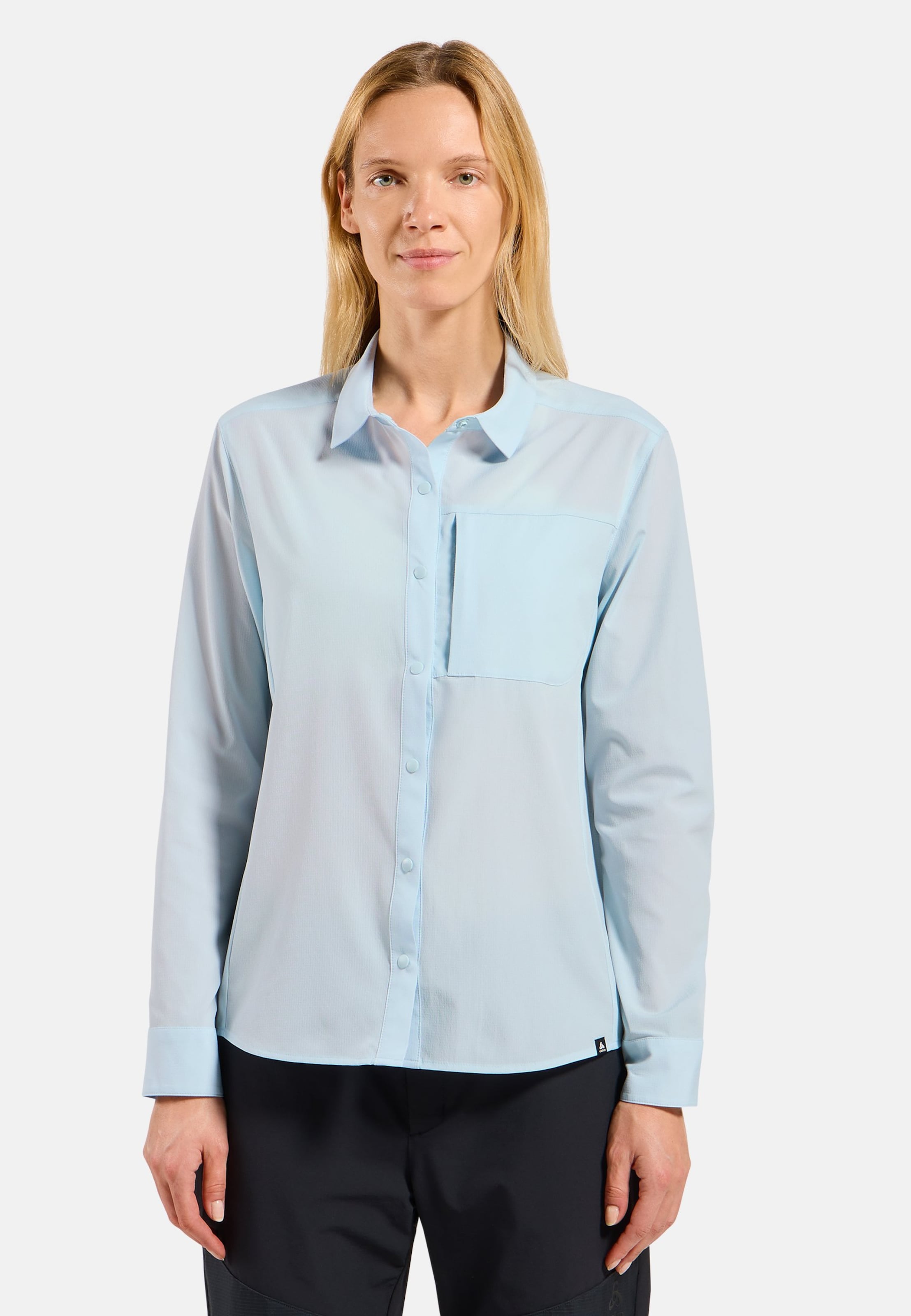 Odlo Essentials Langarm-Wanderhemd für Damen, XL, blau