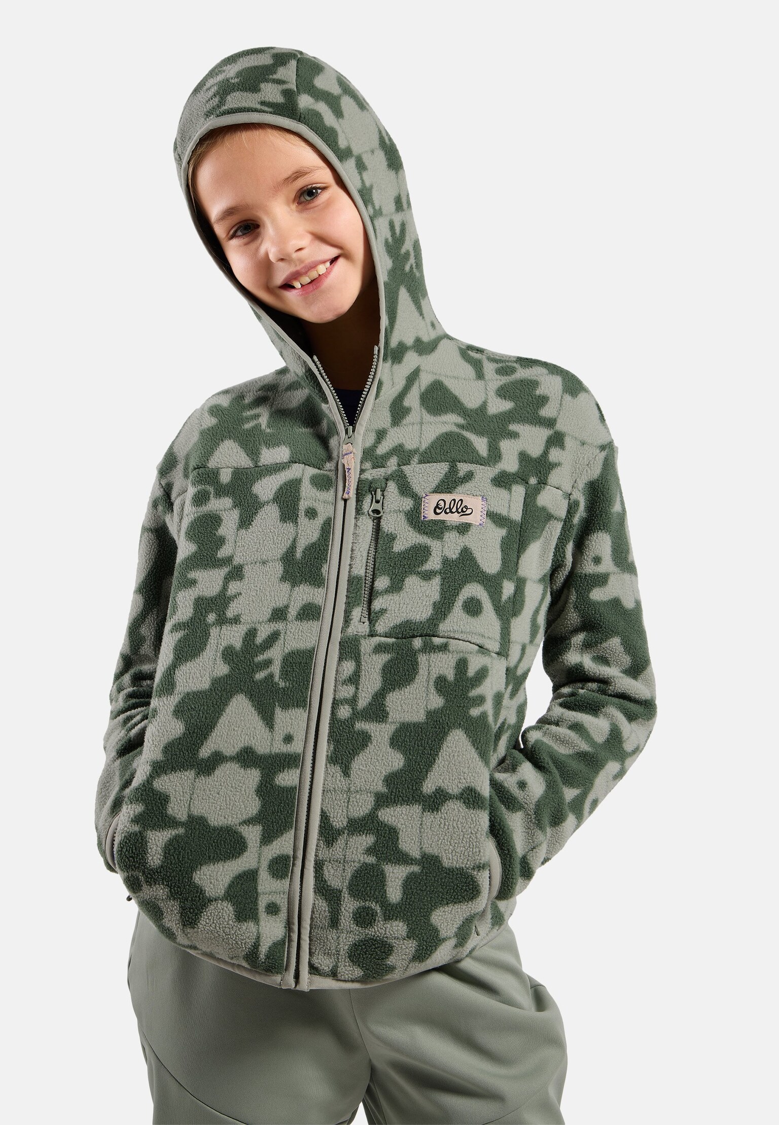 The Adventurer Collection high-pile full-zip graphic hooded mid layer