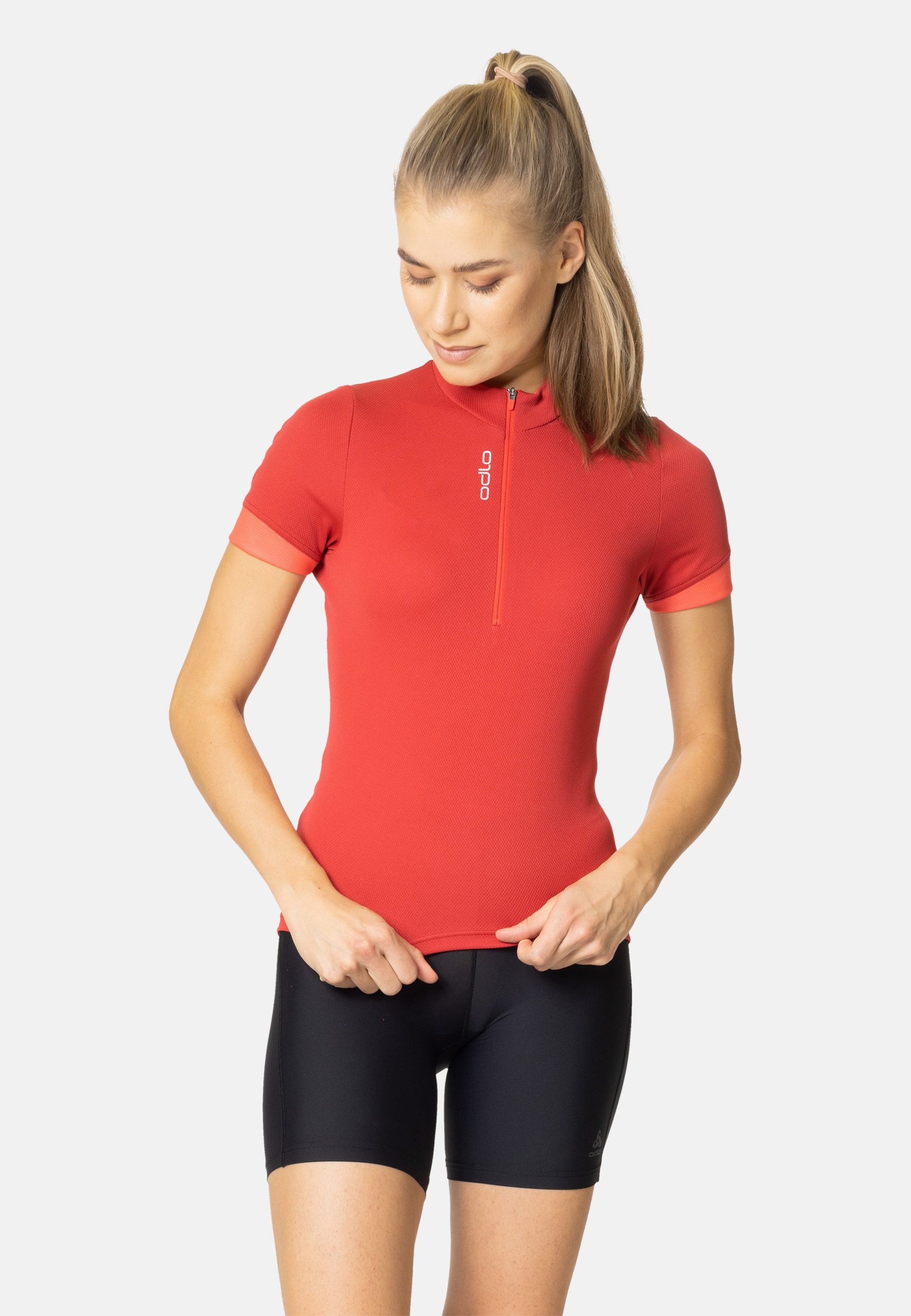 Odlo Essential Rad-Shirt Half-Zip für Damen - Radsport - rot, S