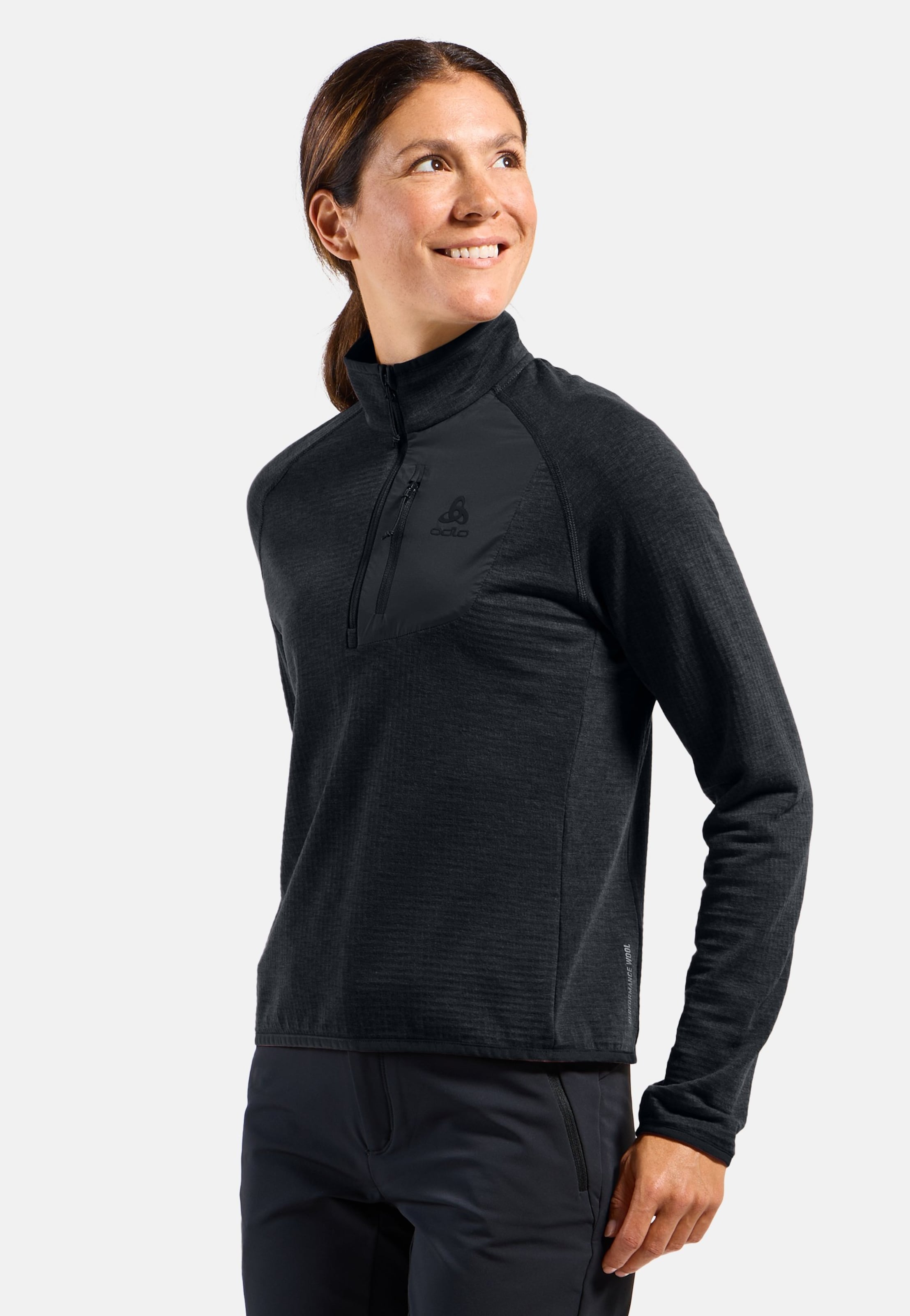 Odlo Ascent Mid Layer mit Halbreissverschluss für Damen, XS, schwarz
