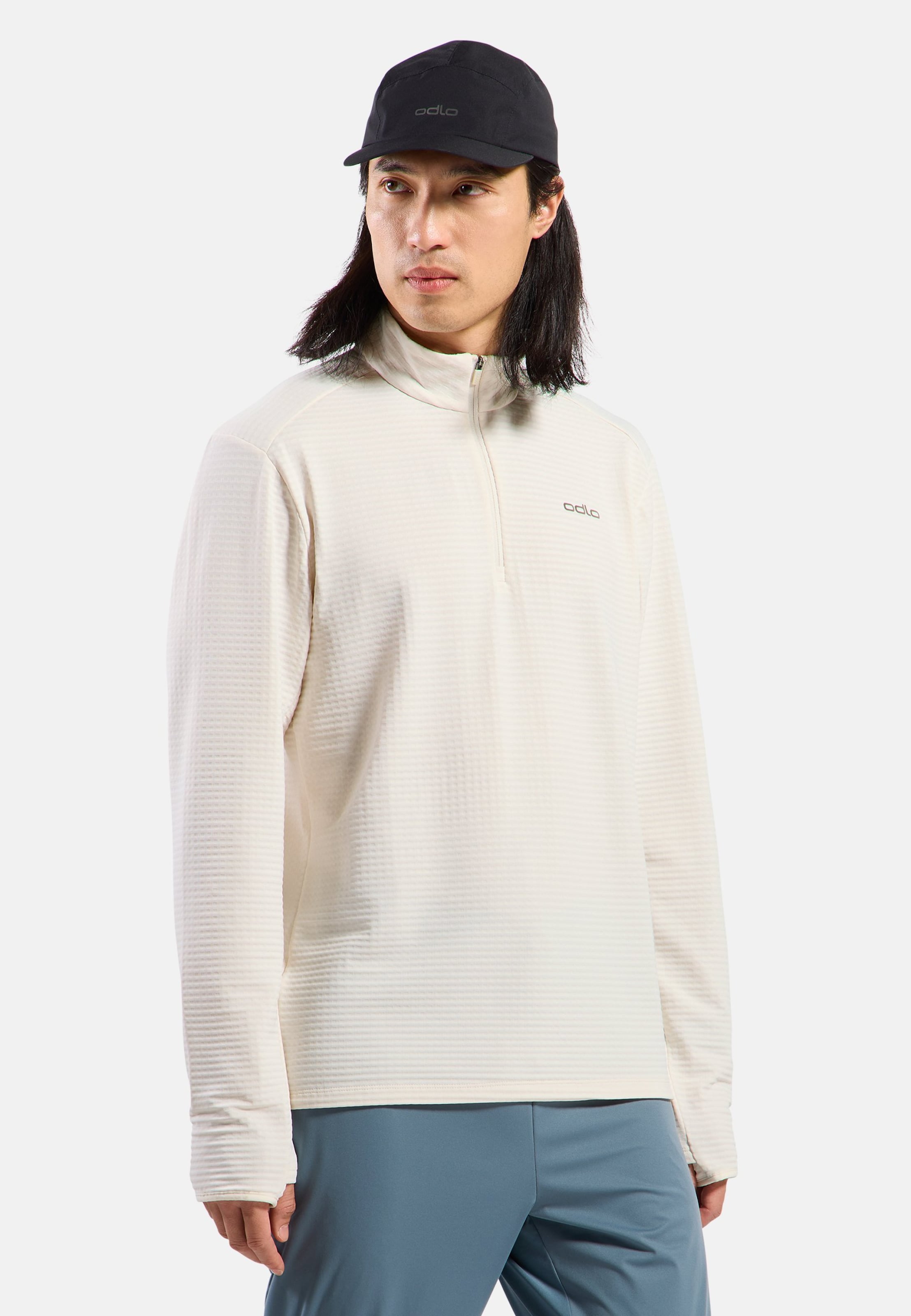 Odlo Essential Thermal Lauf-Mid Layer Half-Zip für Herren - Trail Running, Ski & Snow - grau, M