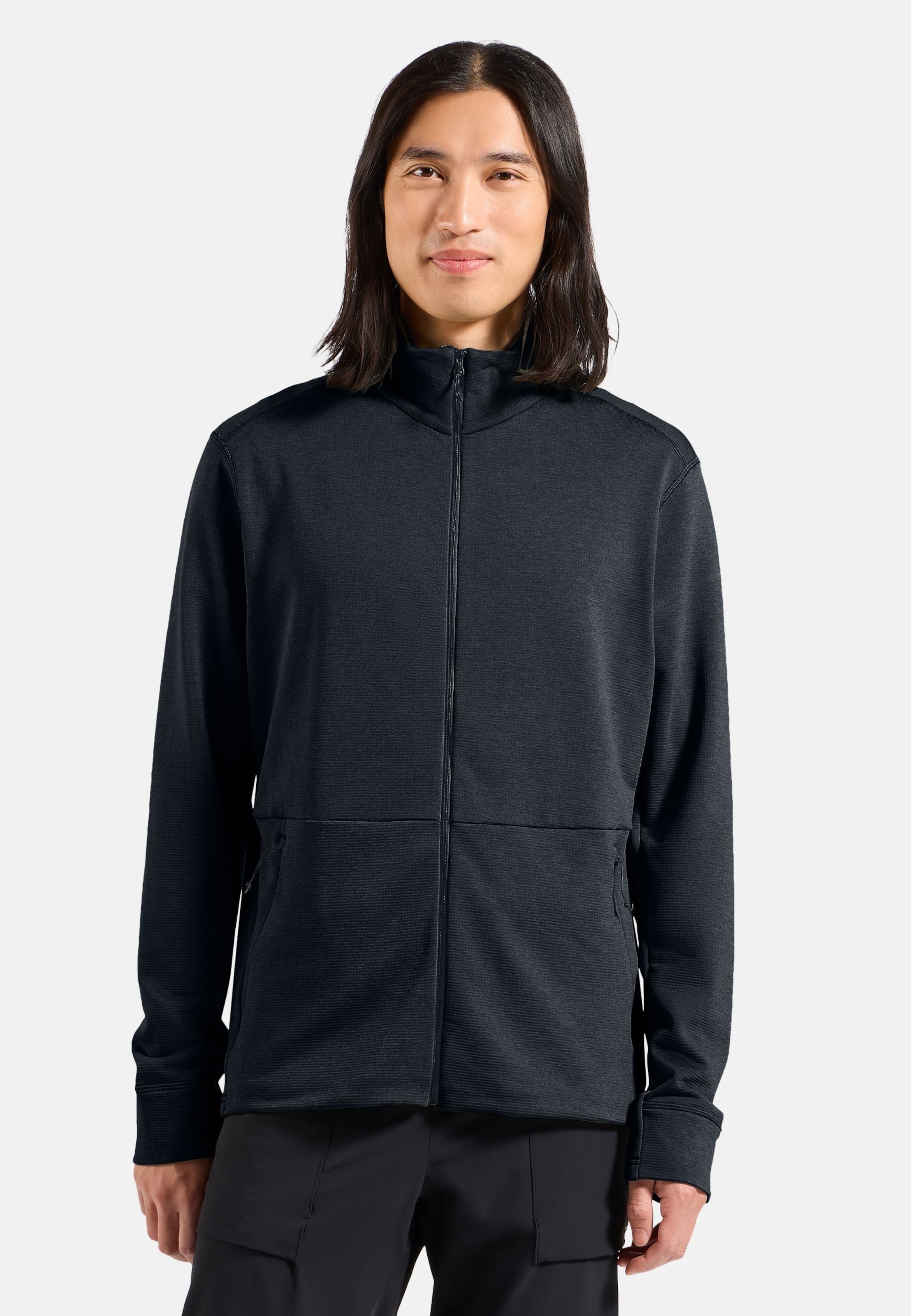 Odlo Essentials Multisport Mid Layer aus Grid-Fleece mit Reissverschluss für Herren, L, schwarz