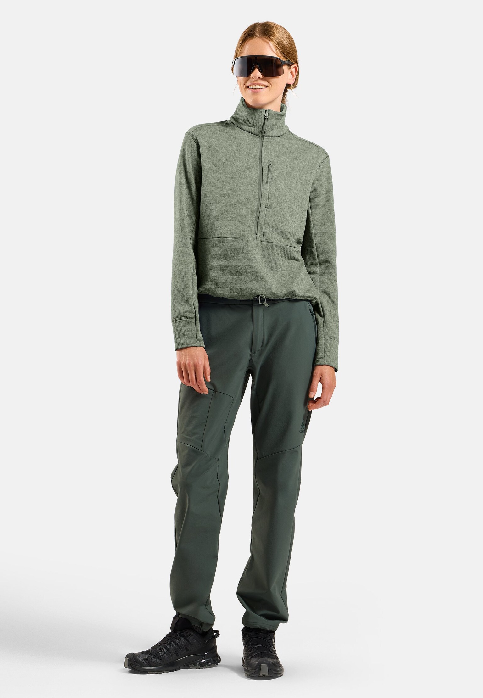 Mid layer multisport Essentials in pile con lavorazione a reticolo a mezza zip