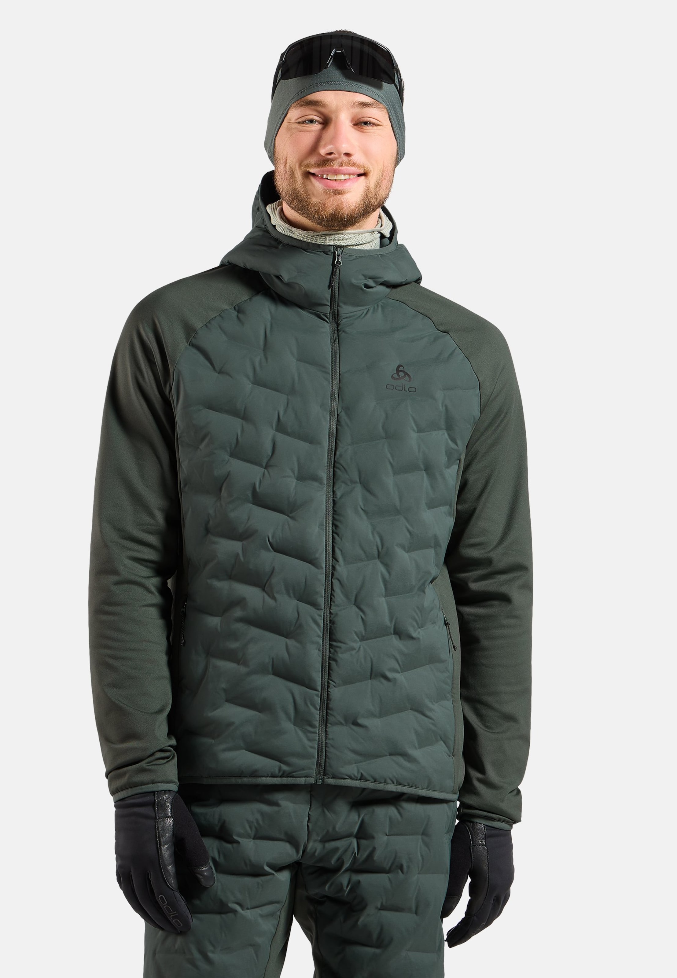 Odlo Zeroweight Insulator Hybrid Mid Layer mit Kapuze und Reissverschluss für Herren, XXL, grün