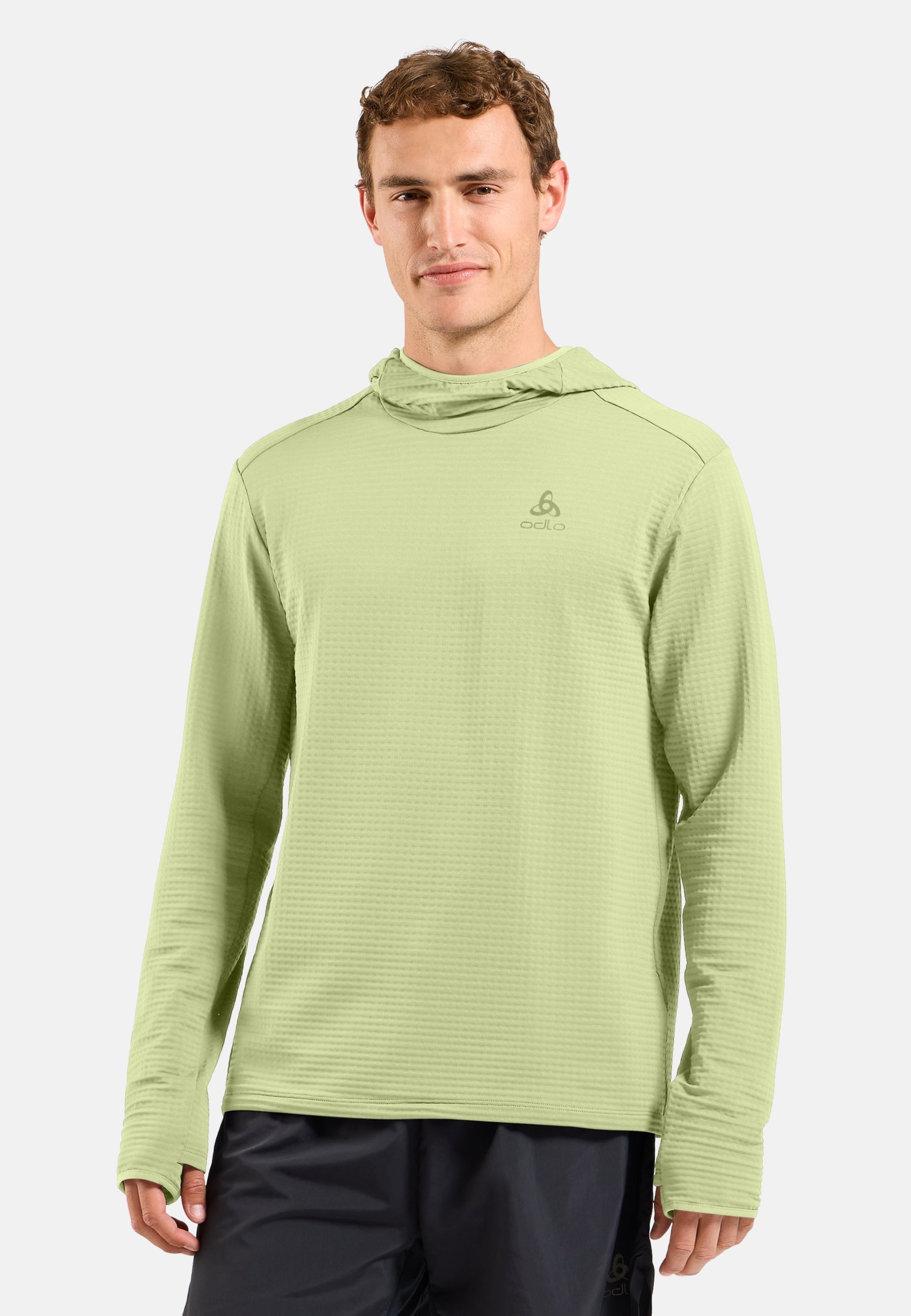 Odlo Essentials Thermal Laufhoodie für Herren, L, grün