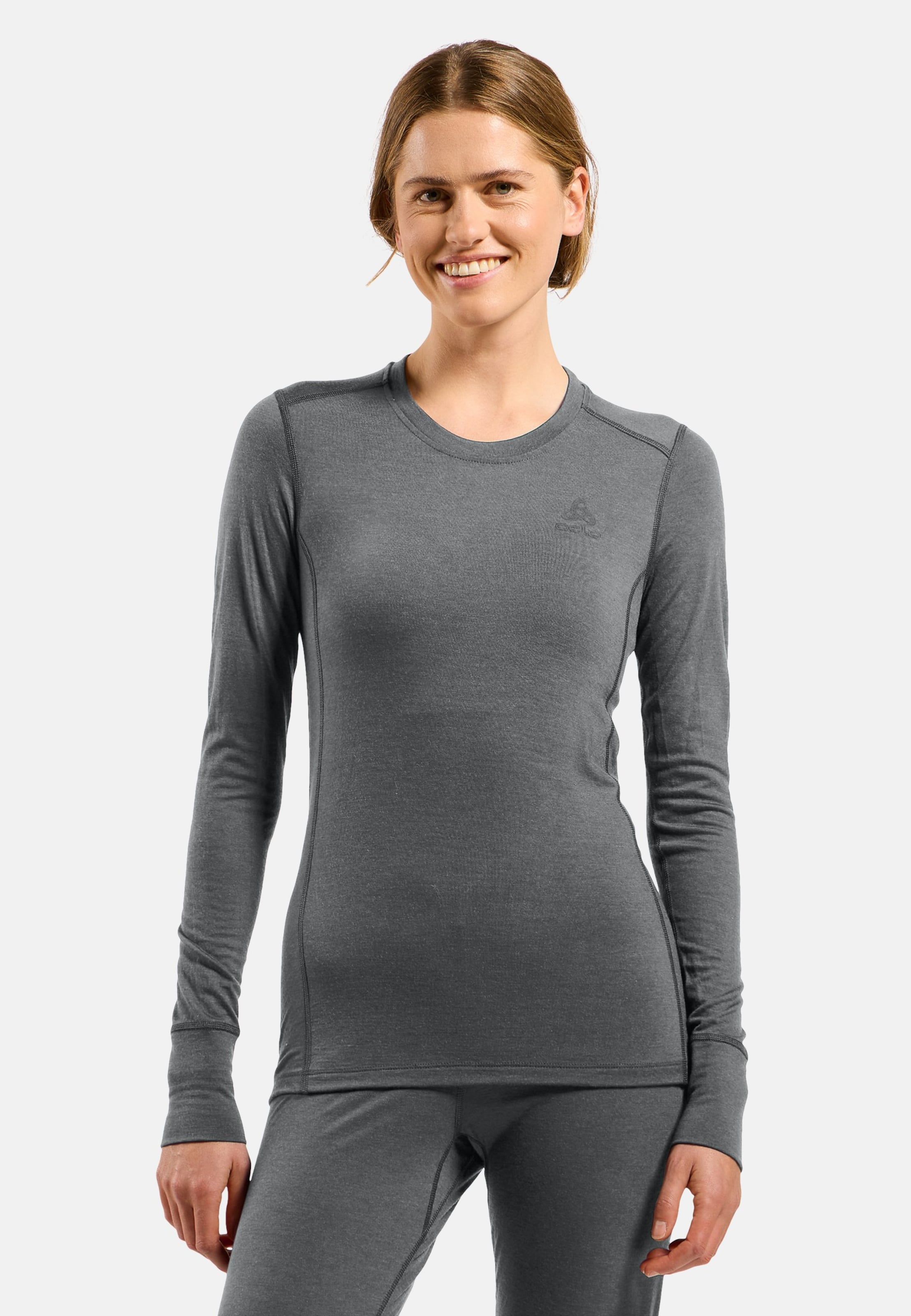 Odlo Natural Merino 200 Base Layer Langarmshirt für Damen, L, grau