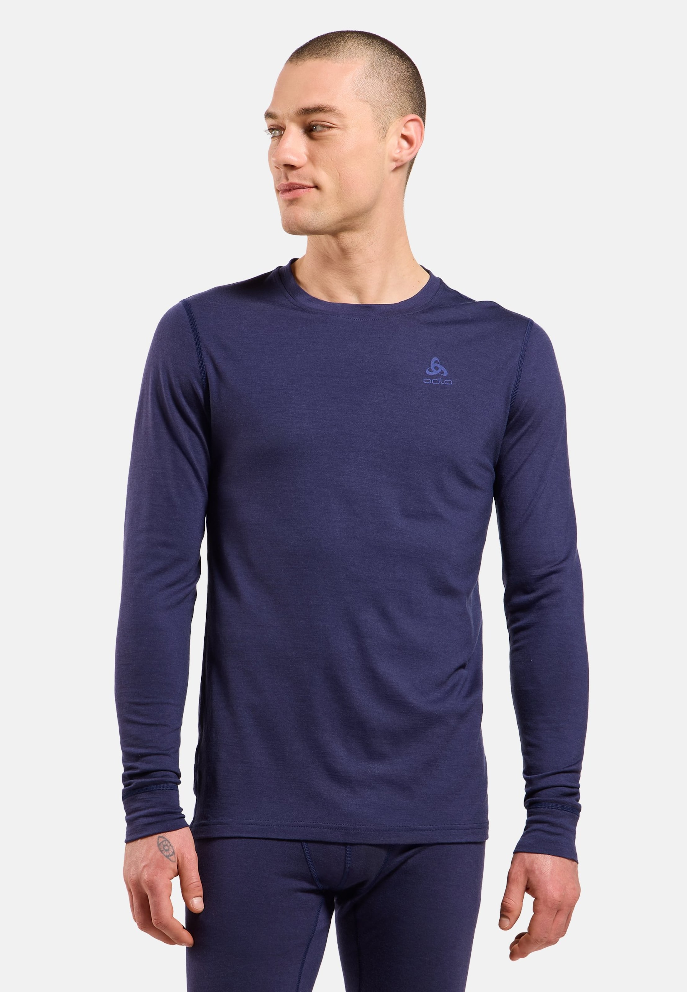 Odlo Natural Merino 200 Base Layer Langarmshirt für Herren, XL, blau