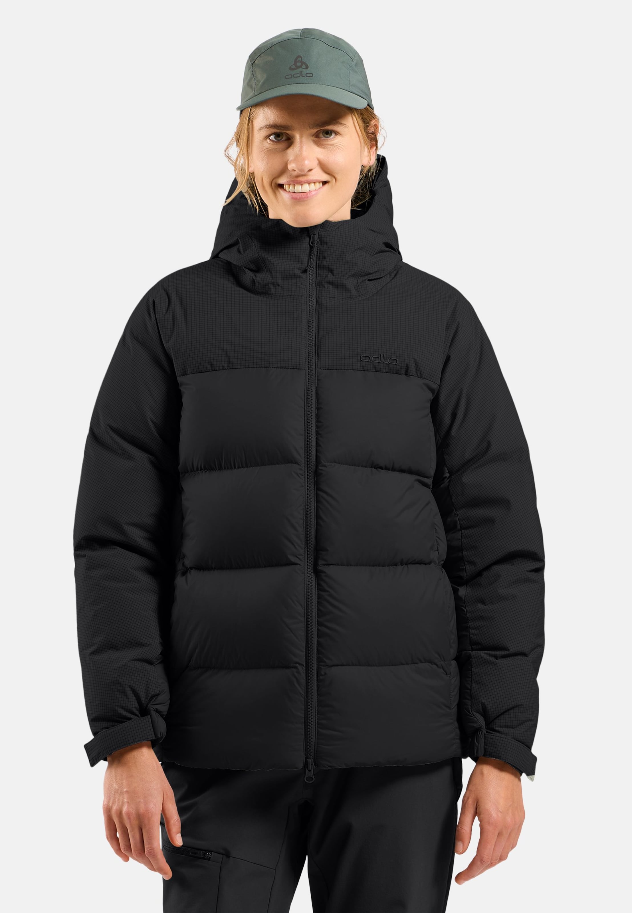 Odlo Ascent Daunenjacke mit Kapuze für Damen, S, schwarz