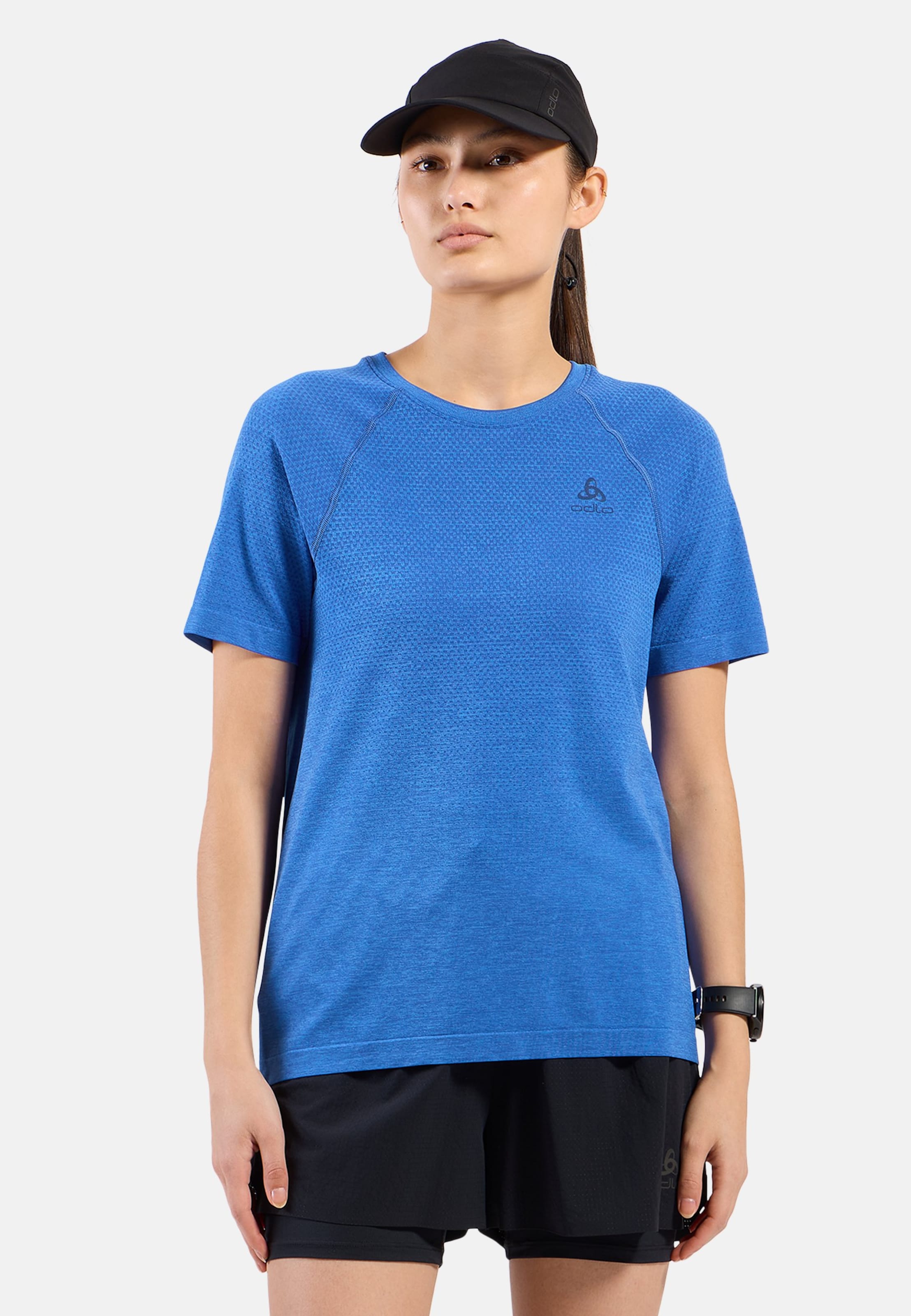 Odlo Essential Seamless Lauf-T-Shirt für Damen, L, blau