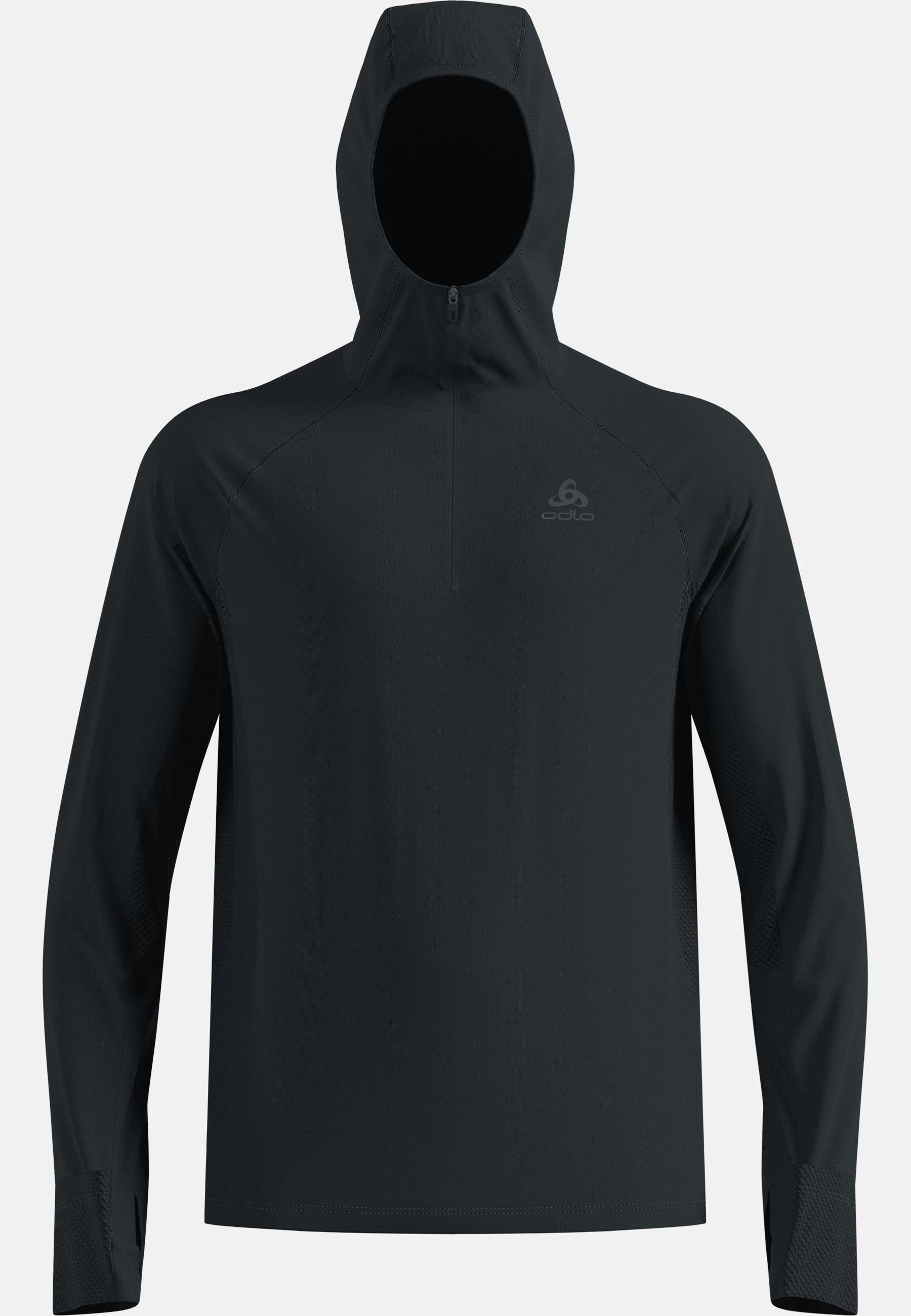 The X-Alp half-zip hooded trail running mid layer in black