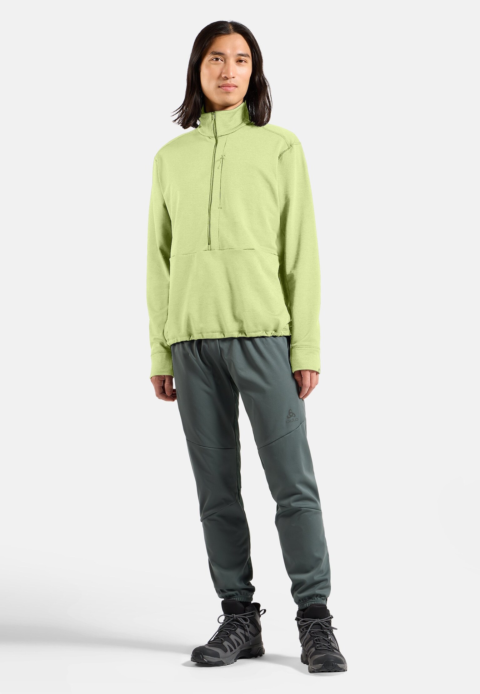 Mid layer multisport Essentials in pile con lavorazione a reticolo a mezza zip