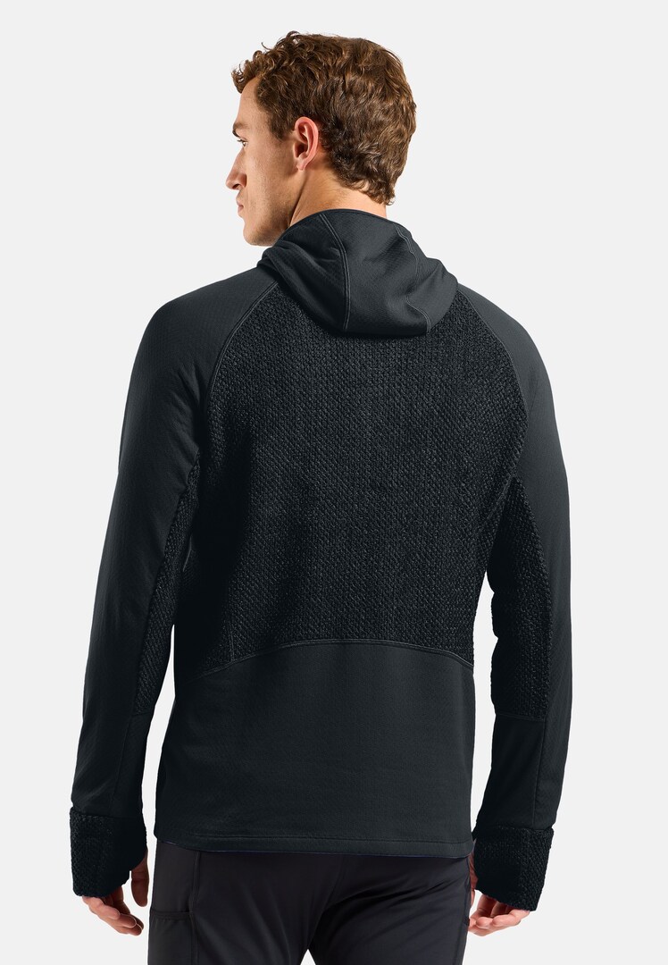 The X-Alp half-zip hooded trail running mid layer in black
