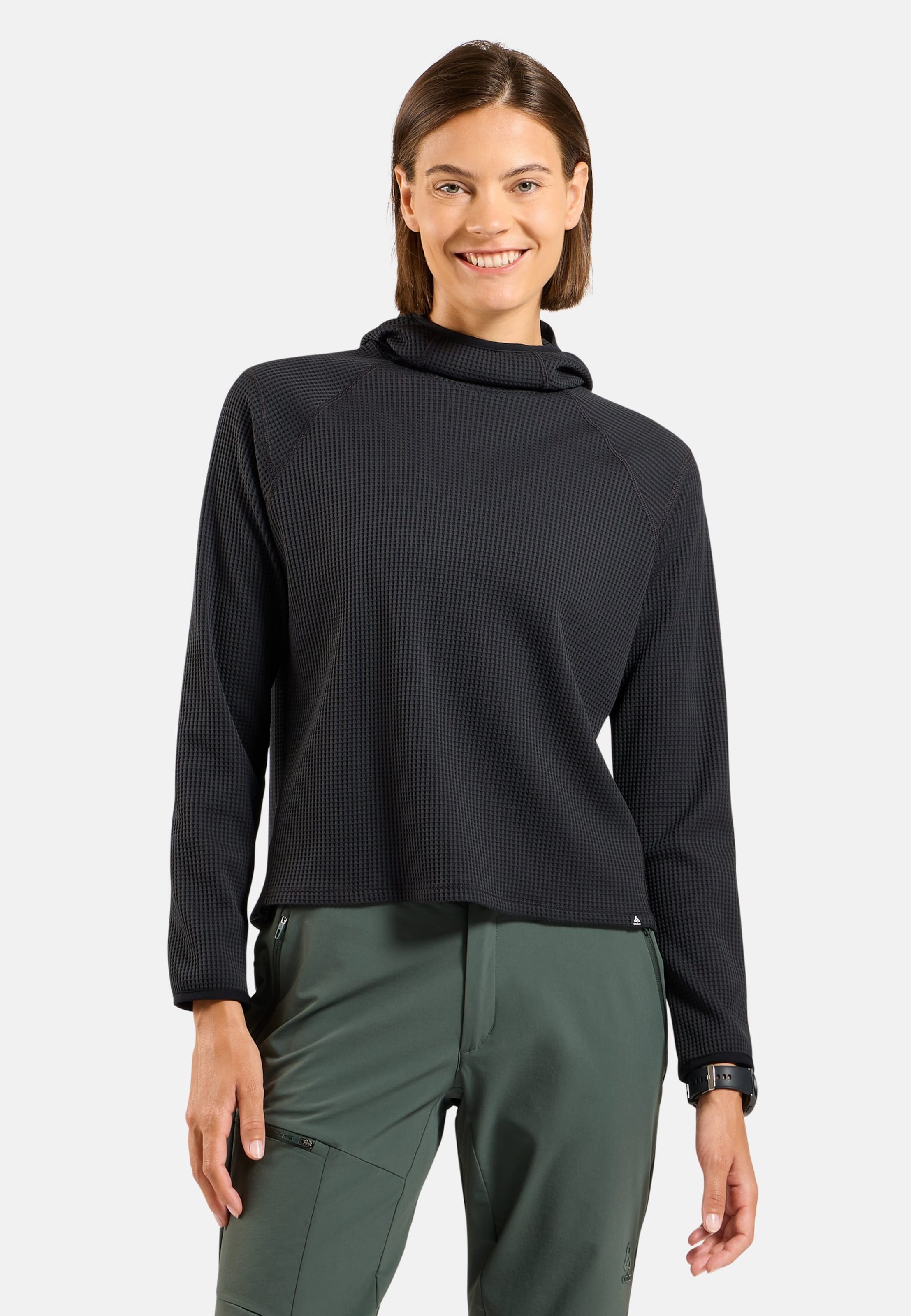 Odlo Cubic Multisport Mid Layer mit Kapuze für Damen, M, schwarz