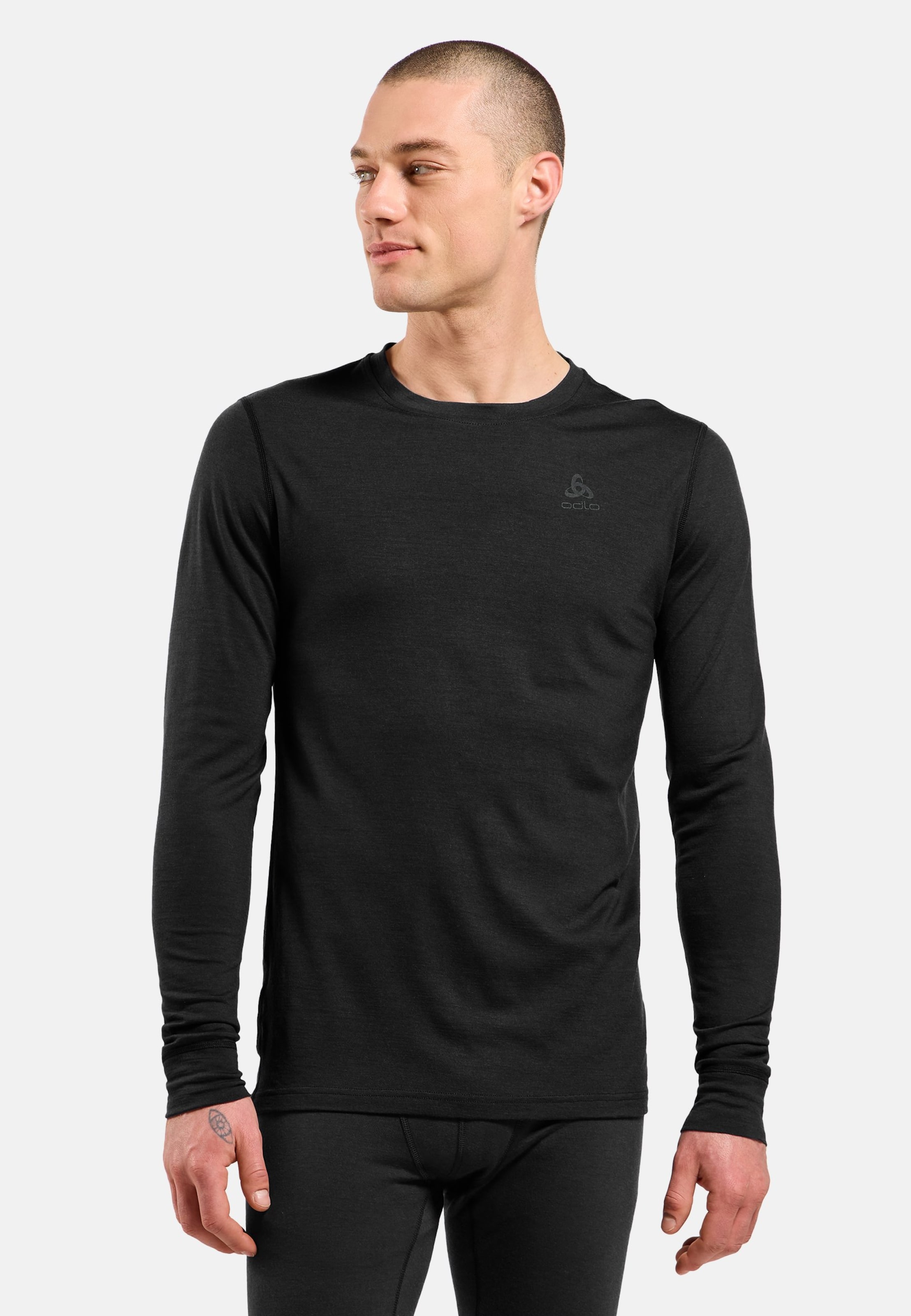 Odlo Natural Merino 200 Base Layer Langarmshirt für Herren, S, schwarz