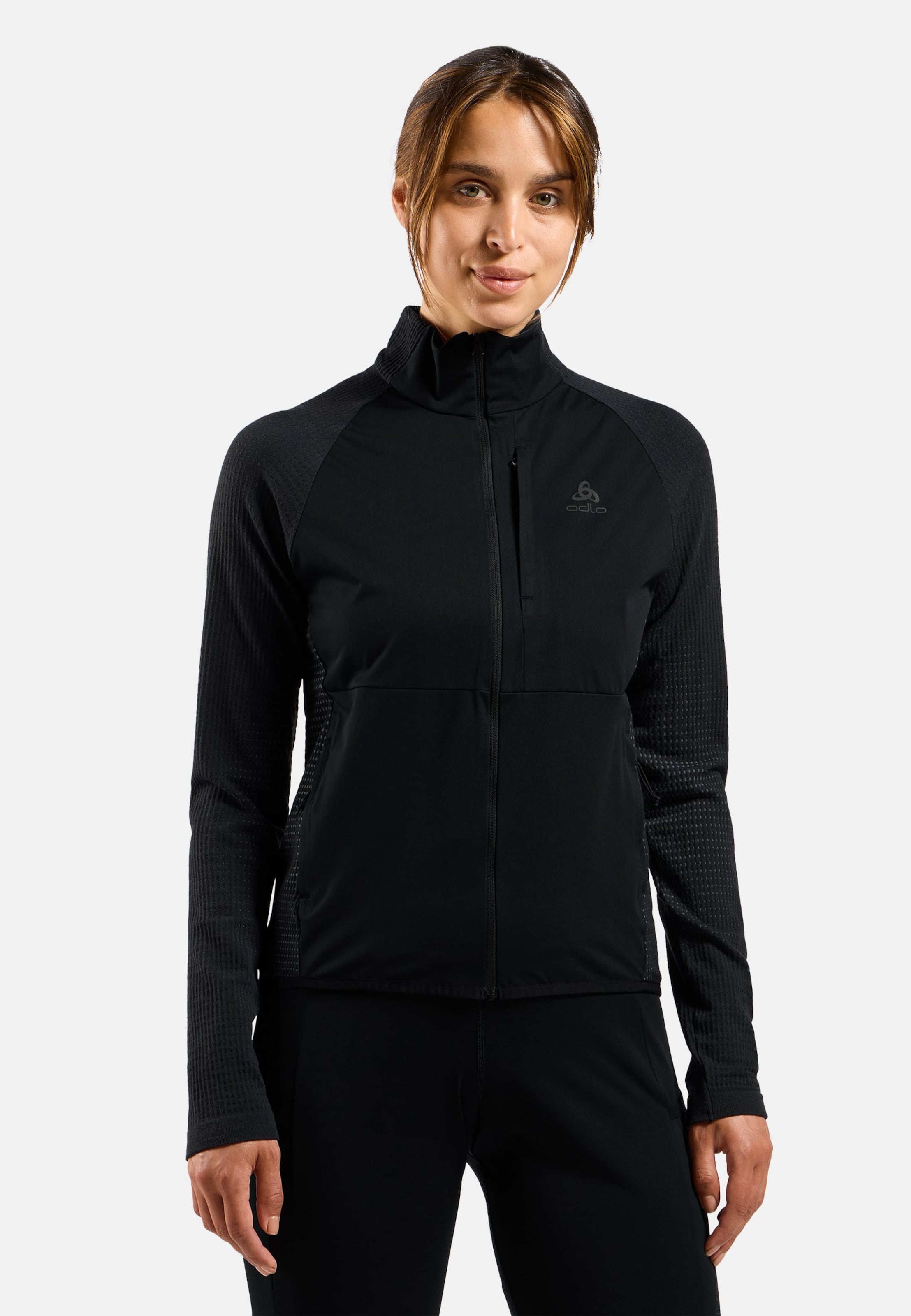 Odlo Winddichte Zeroweight Pro Performance Wool Hybrid-Langlaufjacke für Damen, S, schwarz