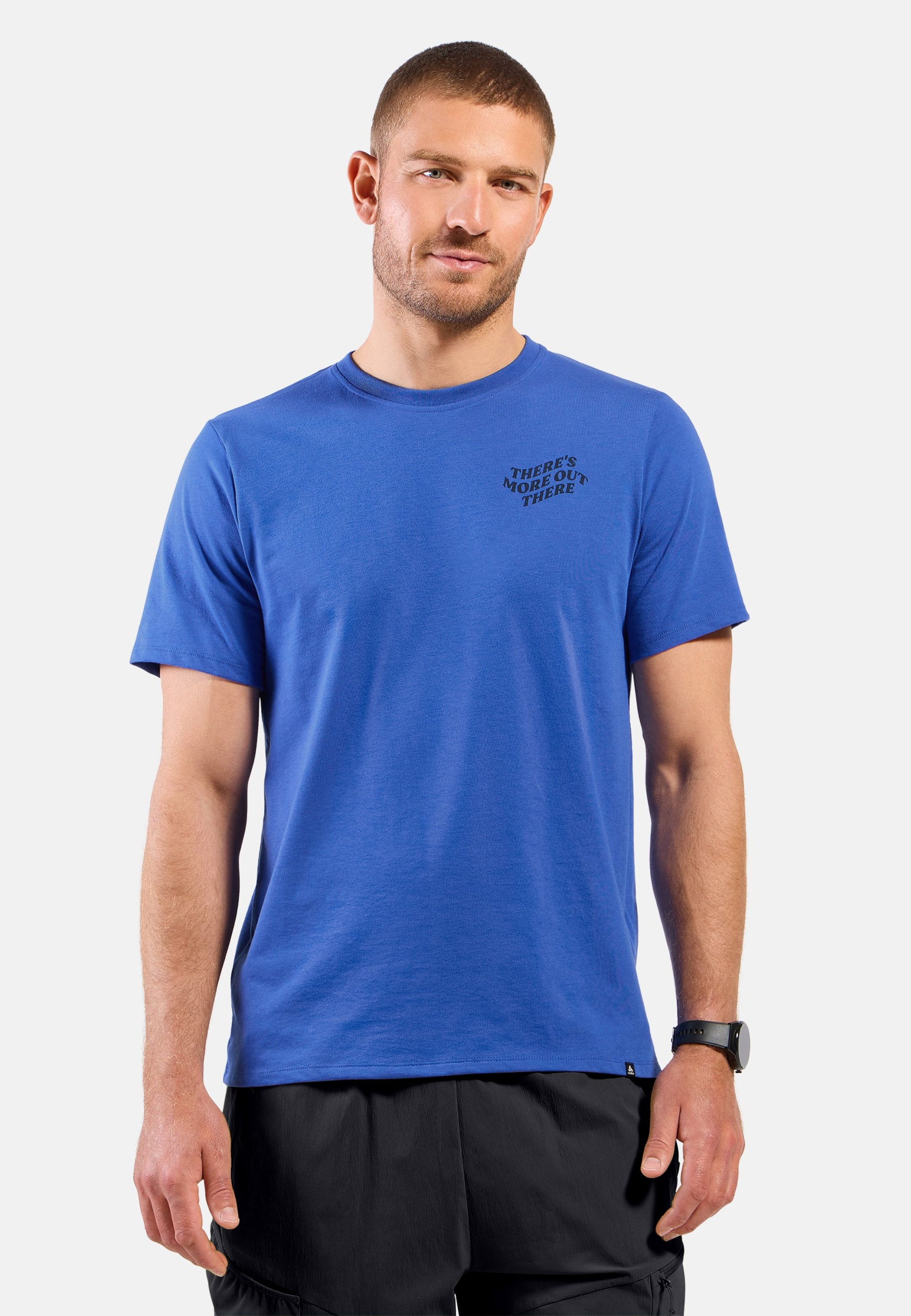 Odlo Cotton Blend There's More Out There T-Shirt für Herren - Wandern, Casual Comfort - blau, XL