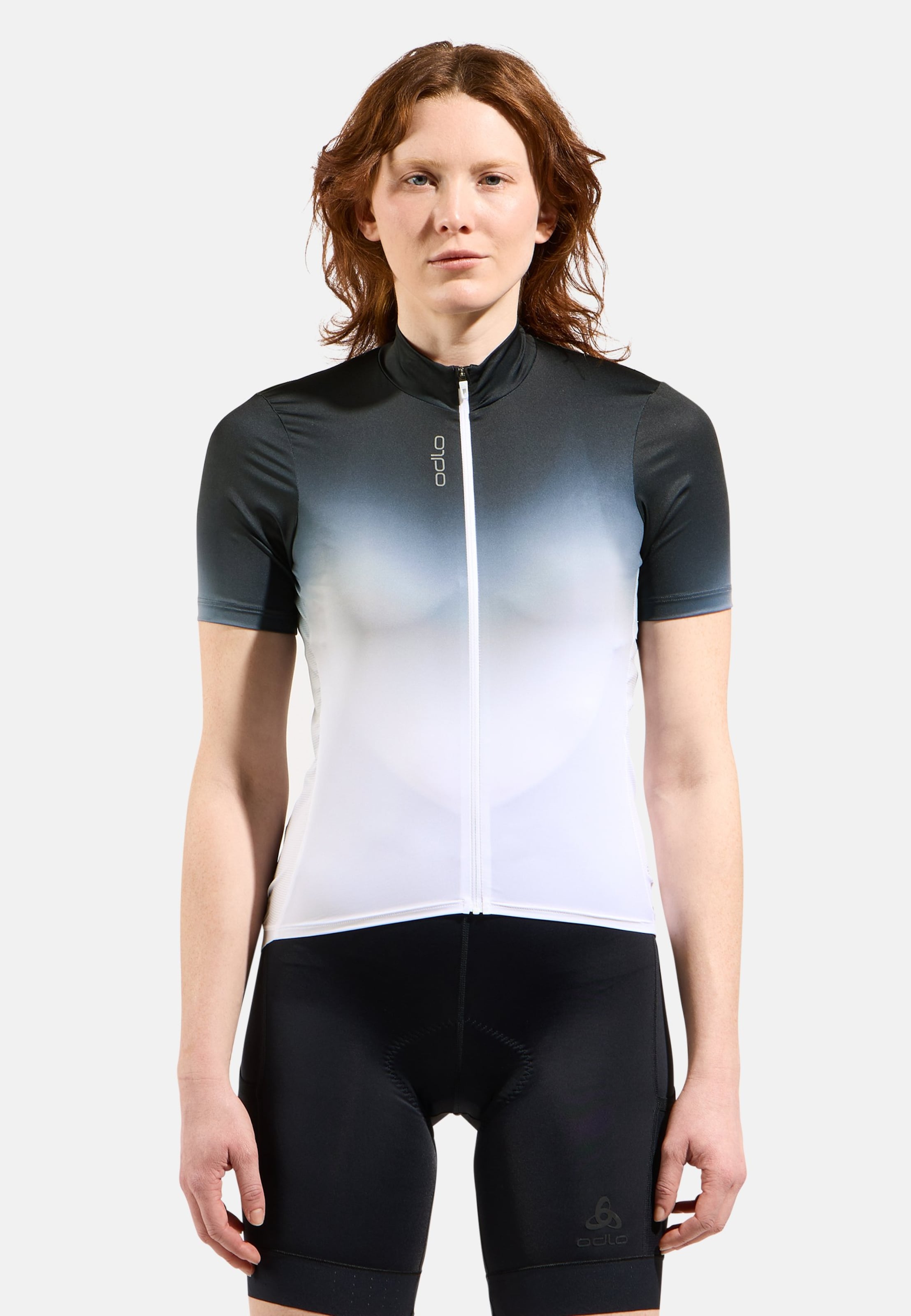 Odlo Zeroweight Chill-Tec Print Rad-Shirt Full-Zip für Damen - Radsport - weiss, S