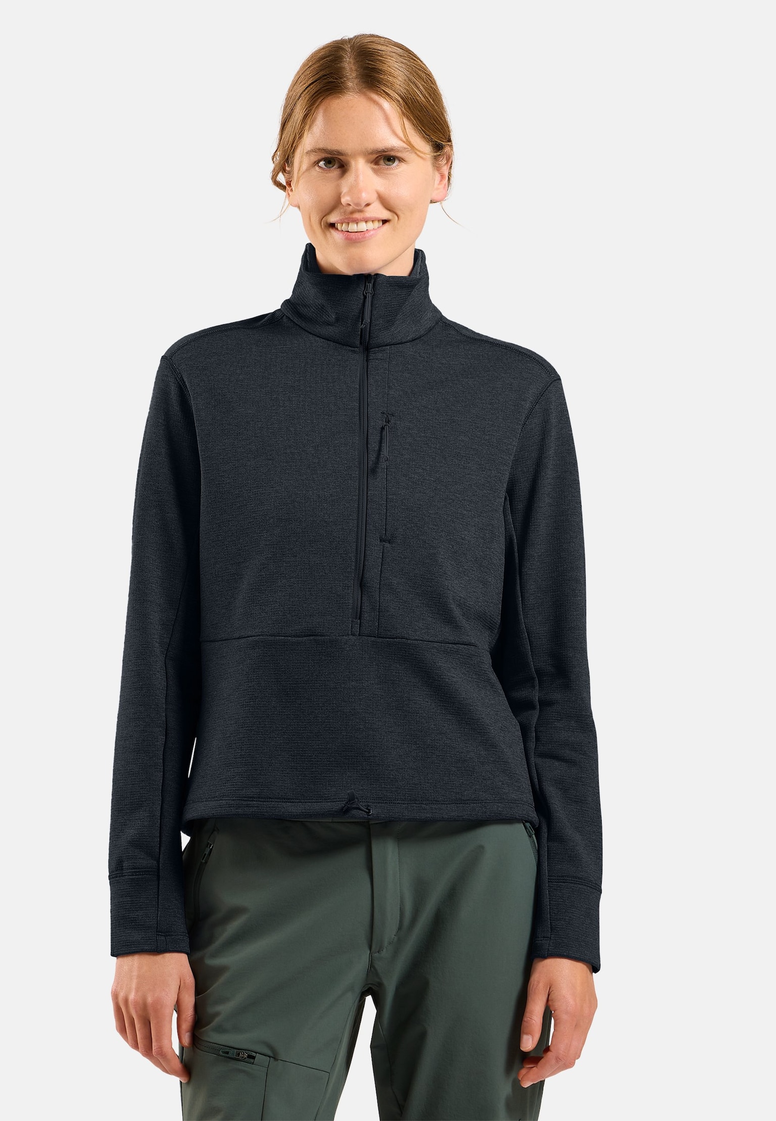 Mid layer multisport Essentials in pile con lavorazione a reticolo a mezza zip