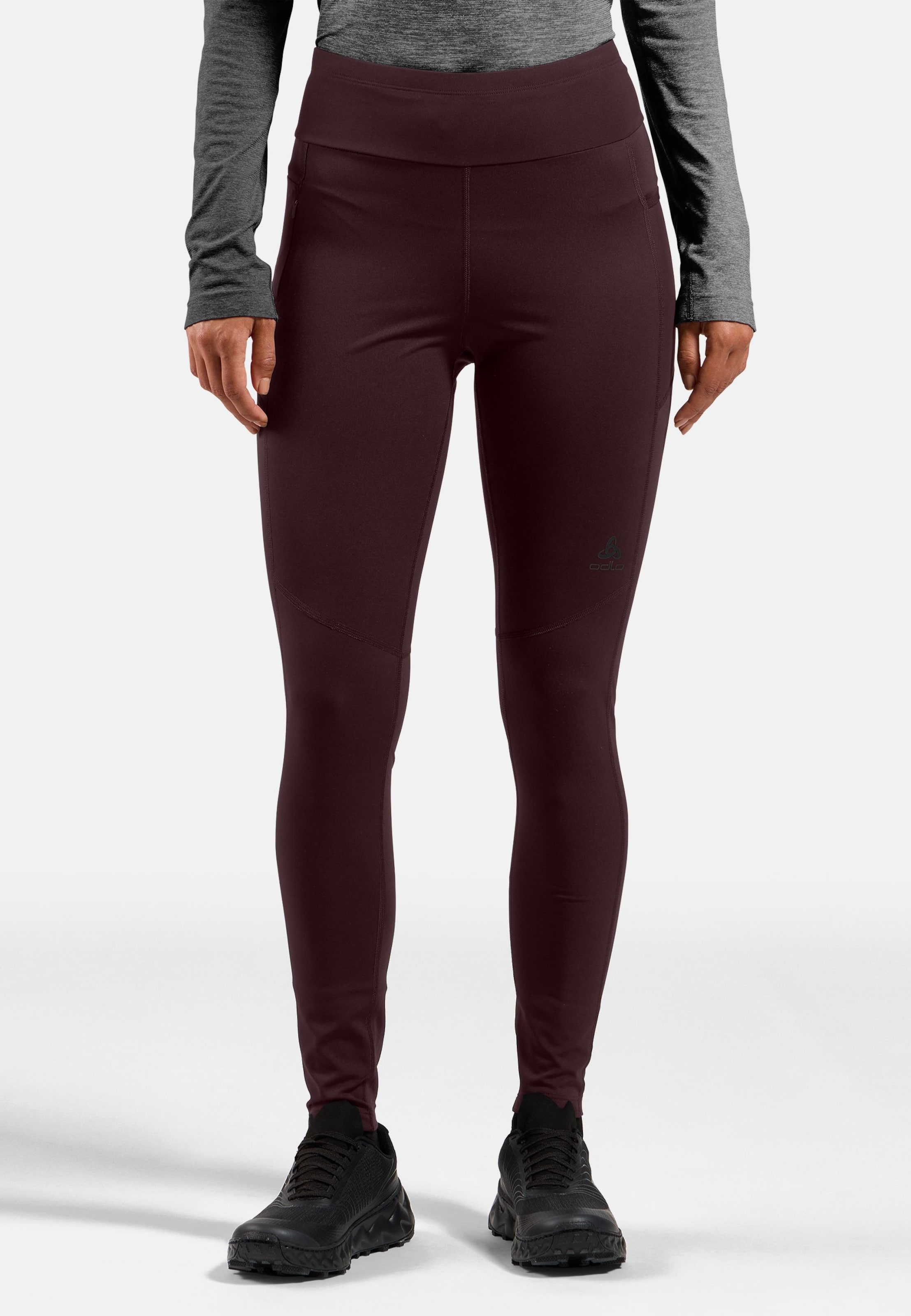 Odlo Zeroweight Warm Lauftights 2.0 für Damen, M, maron