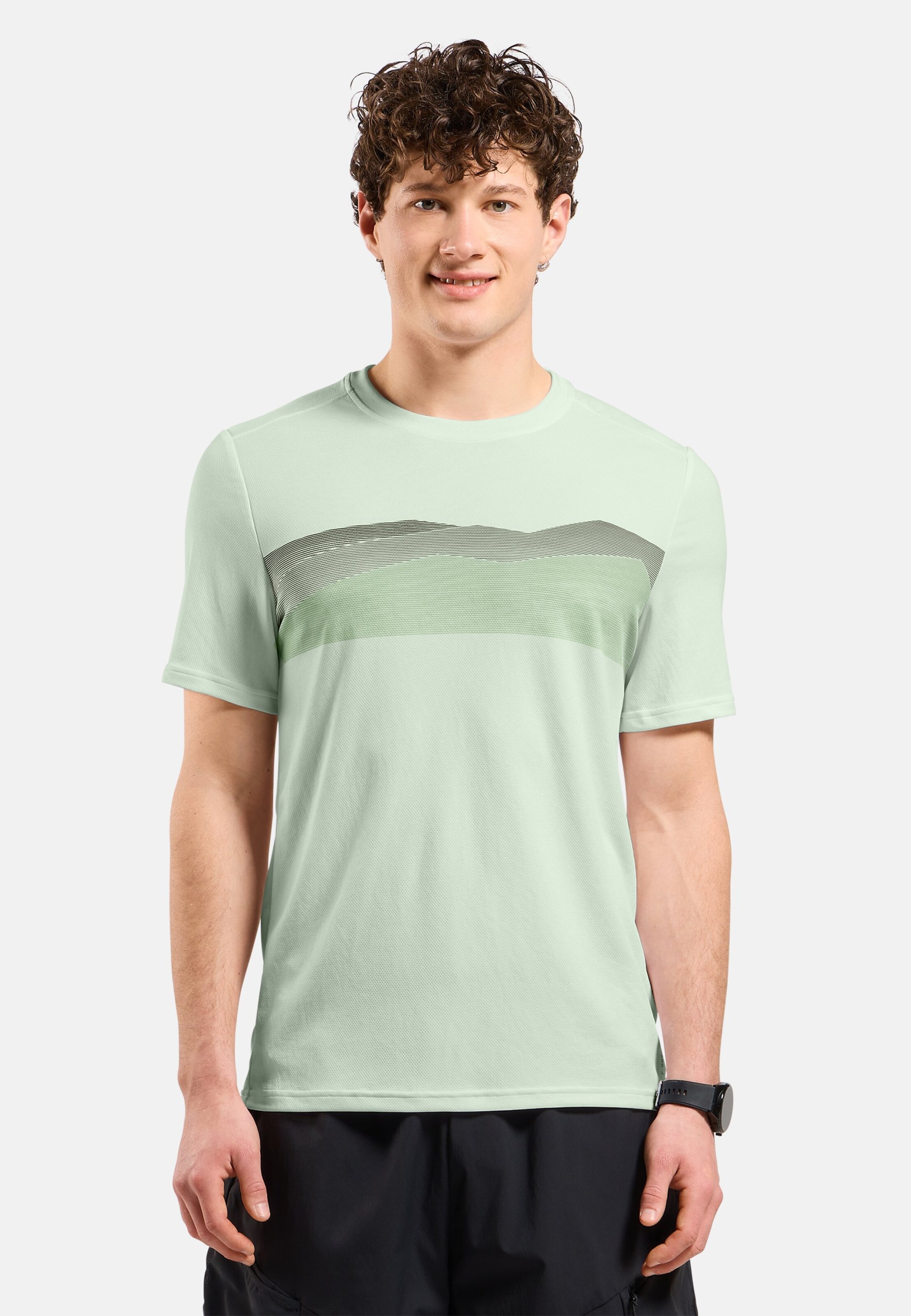 Odlo F-Dry T-Shirt mit Bergkamm-Print für Herren, S, grün