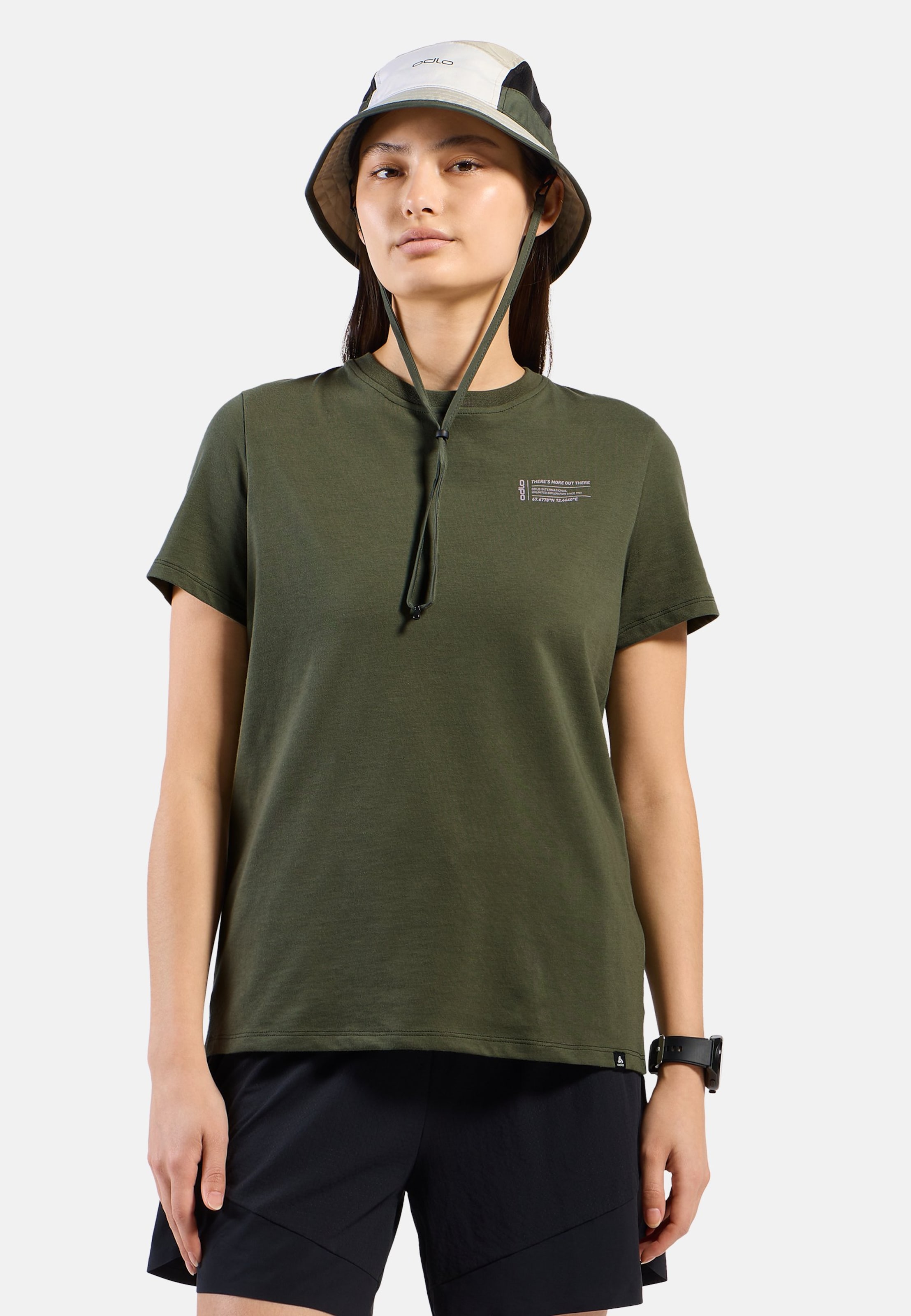 Odlo Cotton Blend Unlimited T-Shirt für Damen - Wandern, Casual Comfort - grün, S