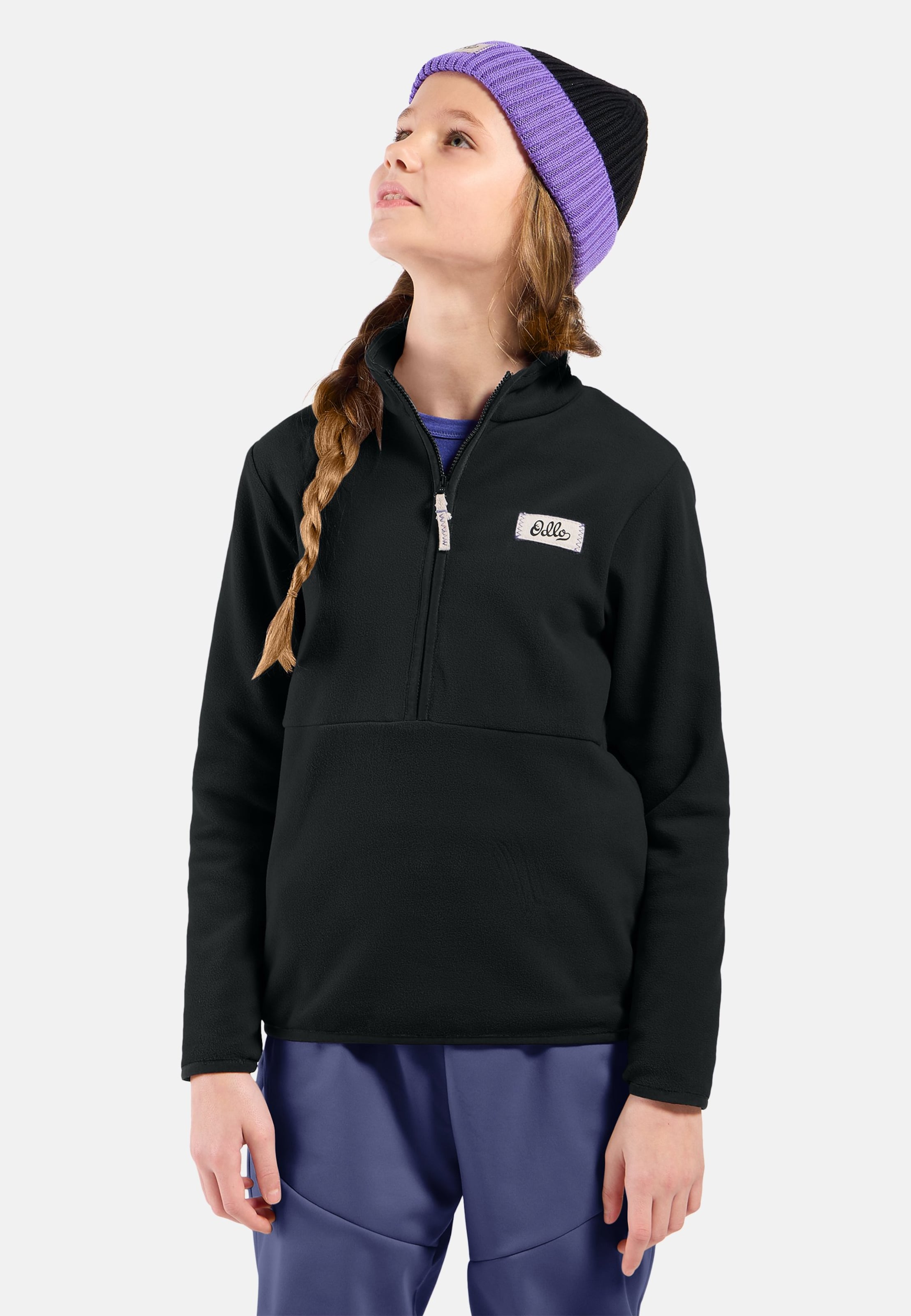 Odlo Adventurer Mid Layer mit Halbreissverschluss für Kinder, 104, schwarz