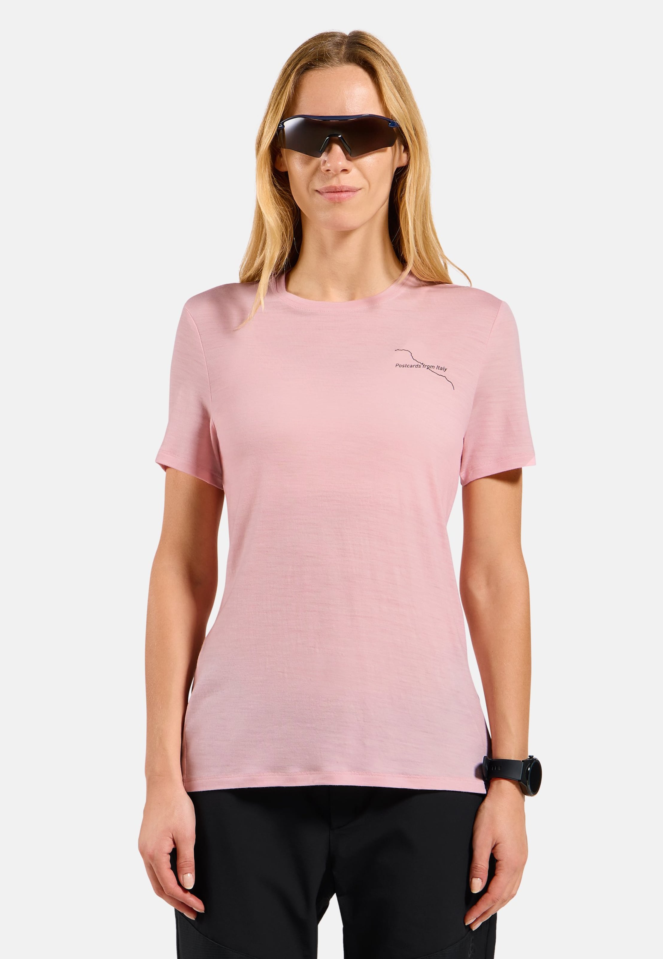 Odlo Merino 160 Postcards T-Shirt für Damen - Wandern, Casual Comfort - pink, M