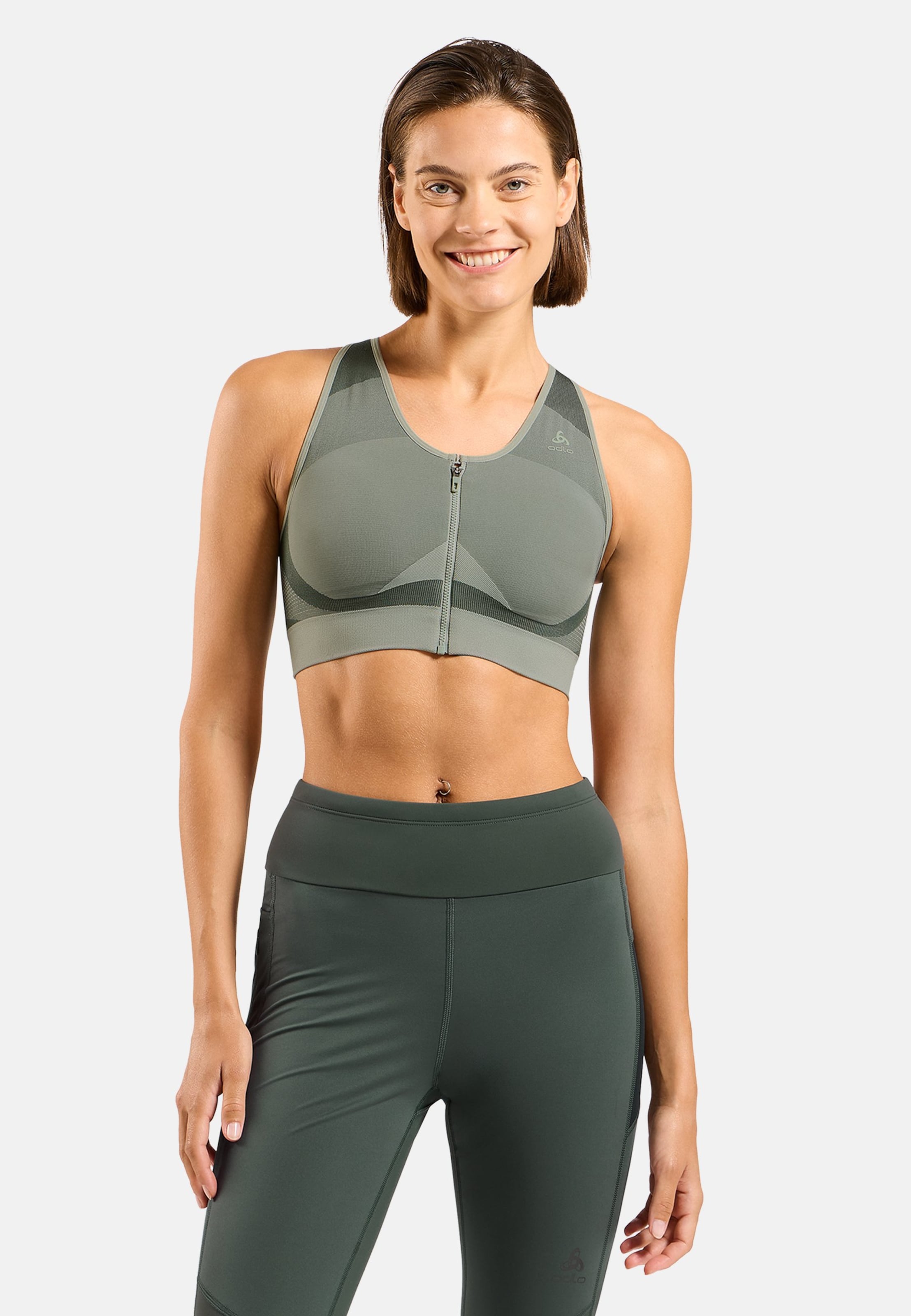 Odlo Seamless Sport-BH mit Reissverschluss und starkem Halt für Damen, M, grün