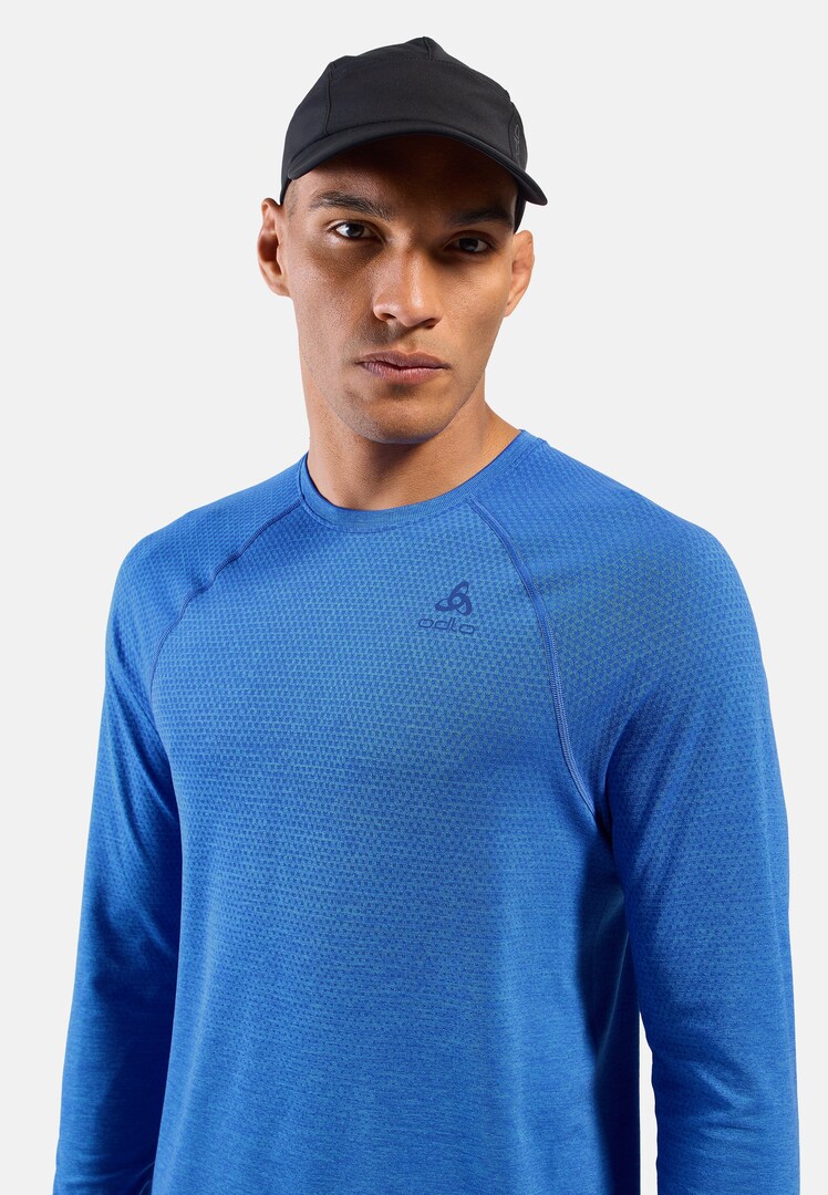 Essential Seamless Long-Sleeve Running T-Shirt in dazzling blue