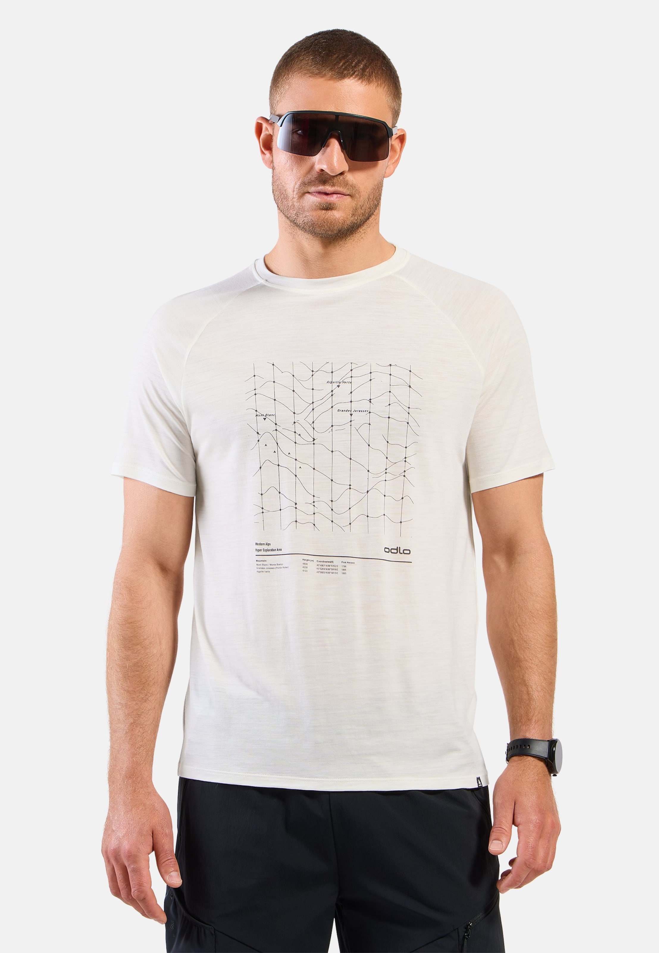Odlo Merino Tencel Hyper Map T-Shirt für Herren - Wandern, Casual Comfort - beige, S