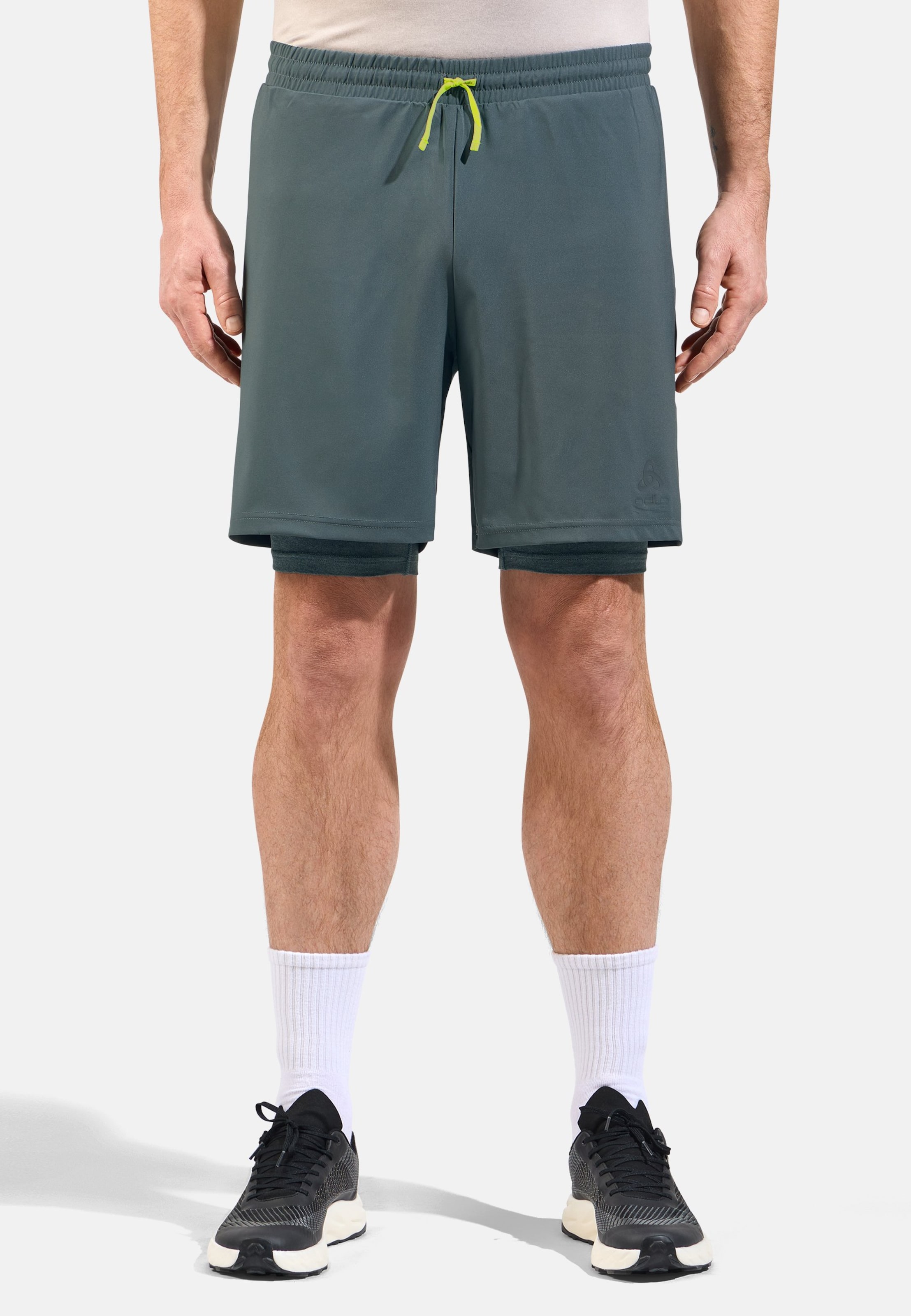 Odlo Active 365 7 Inch 2-in-1 Shorts für Herren, S, grün