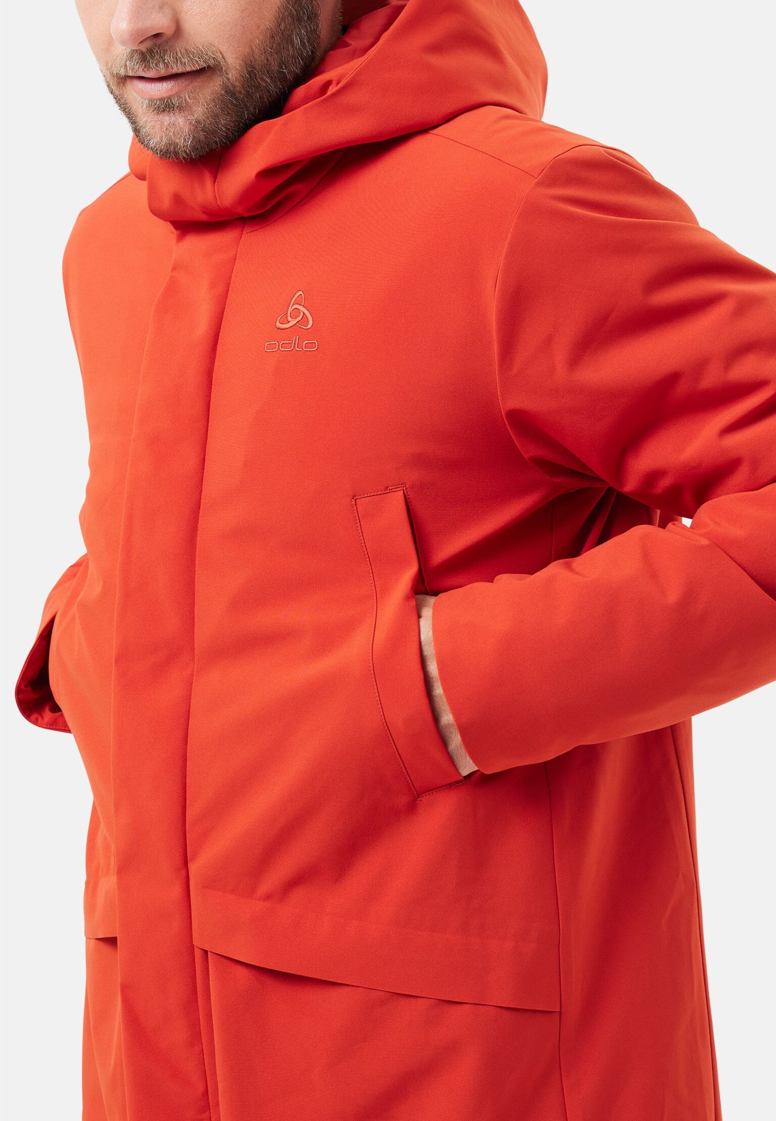 The Halden S-Thermic parka in ketchup | Odlo
