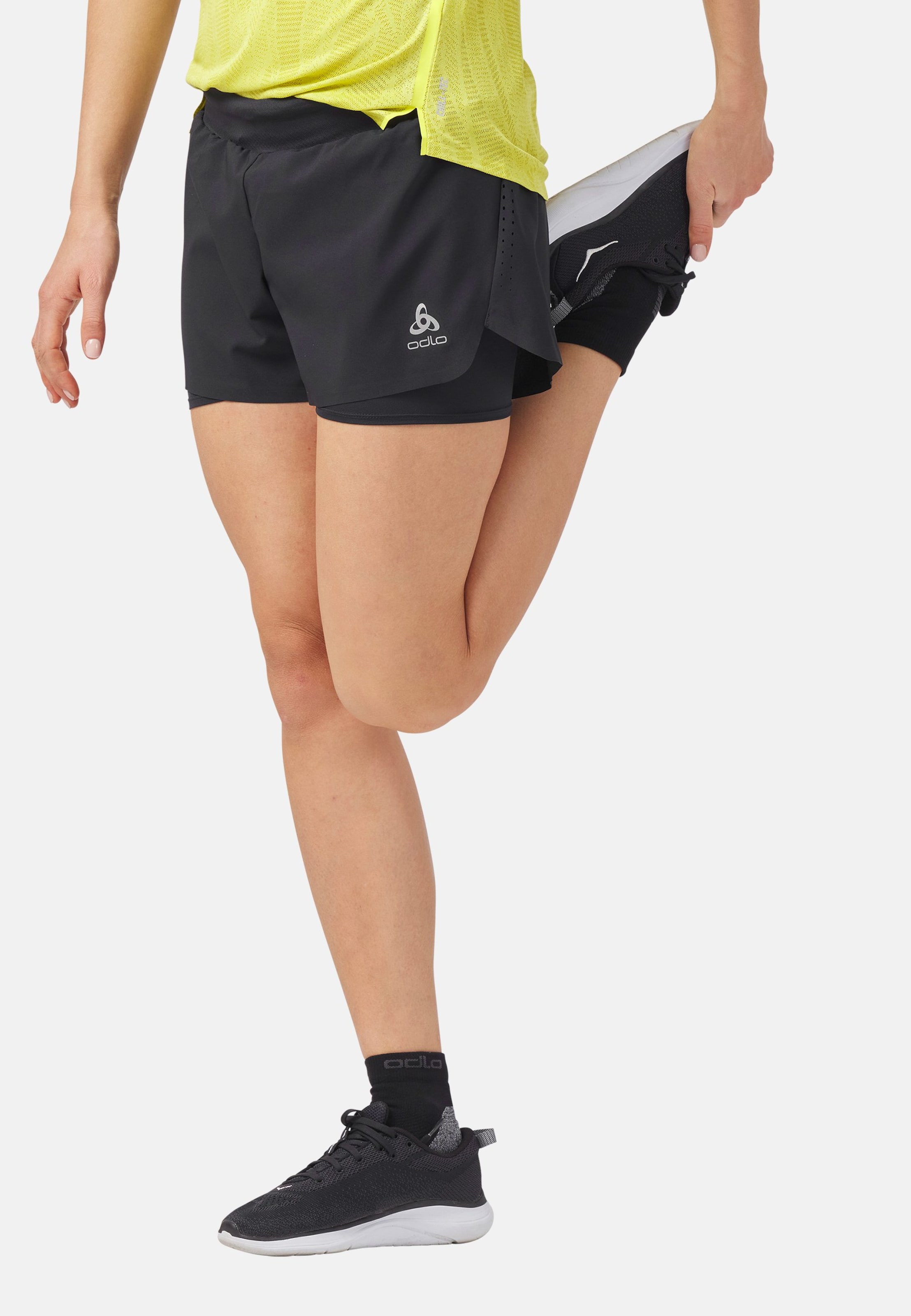 Odlo Zeroweight 2-in-1 Shorts für Damen, XS, schwarz