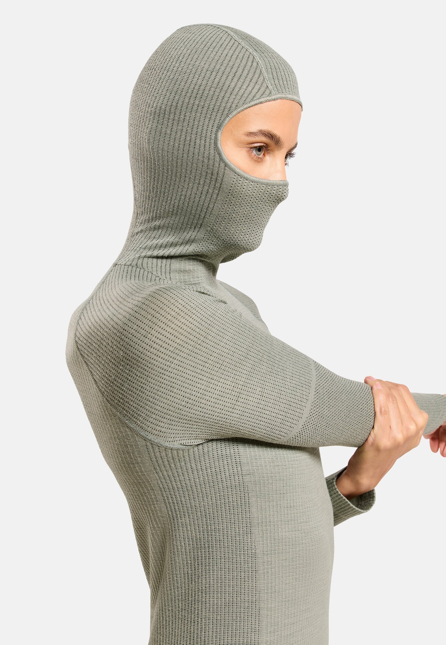 The Seamless Performance Wool base layer top with facemask