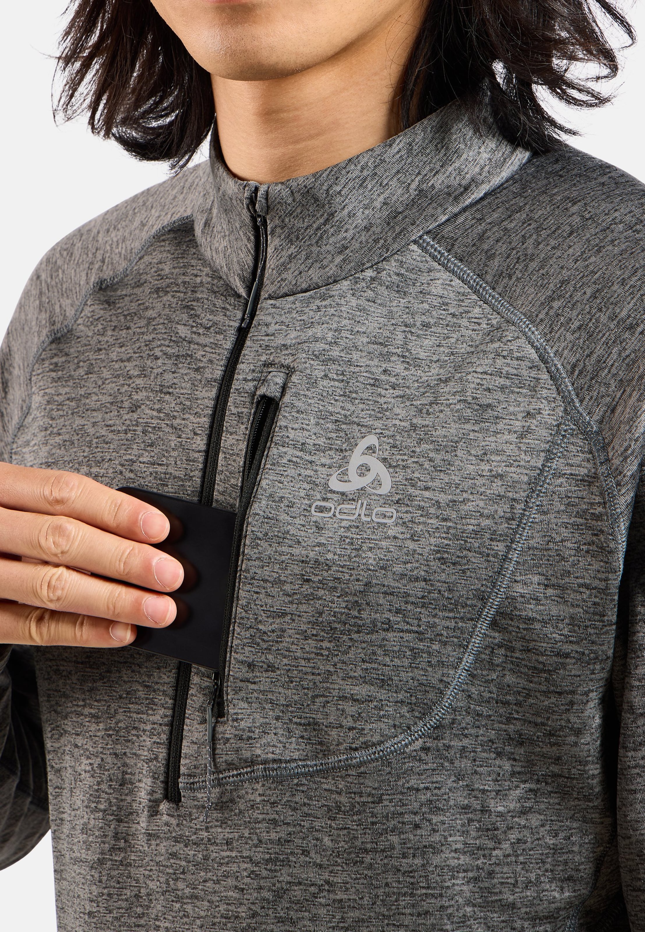 Odlo Herren Tencia Langarm Shirt – Fleecejacke Mit Reißverschluss – Für Wandern & Outdoor