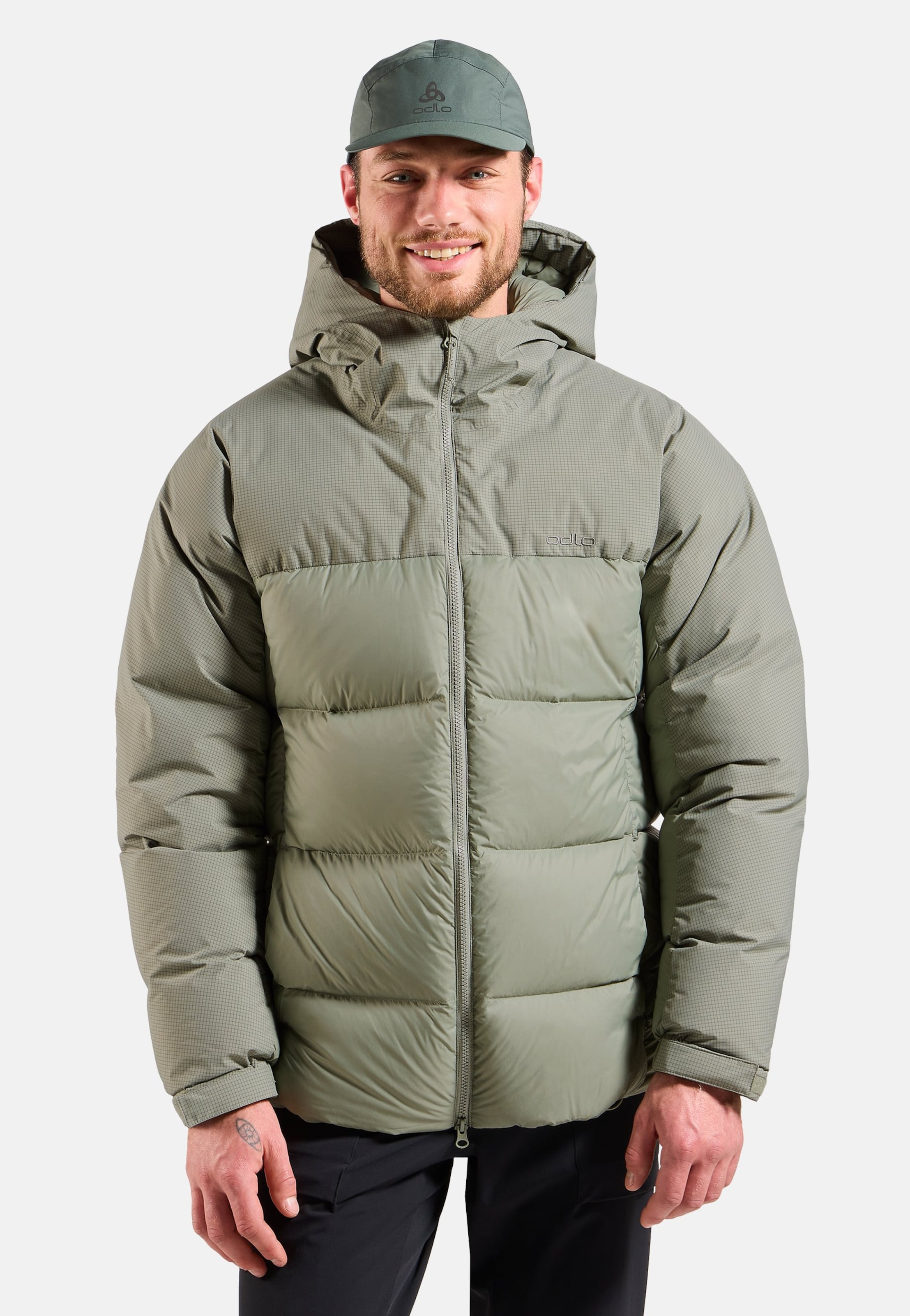 Odlo Ascent Daunenjacke mit Kapuze für Herren, L, grün
