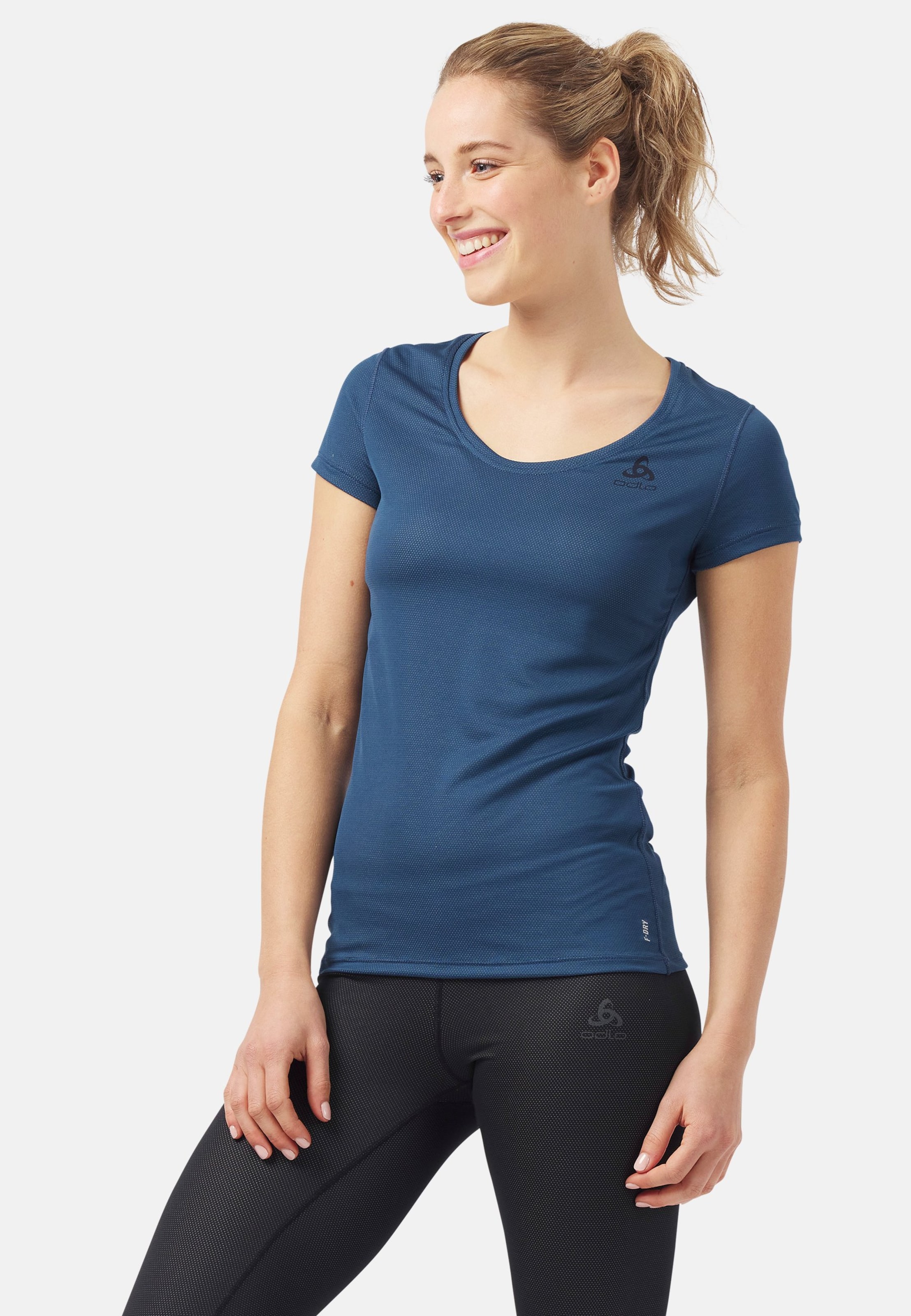 Odlo Active F-Dry Light Base Layer T-shirt für Damen, L, blau