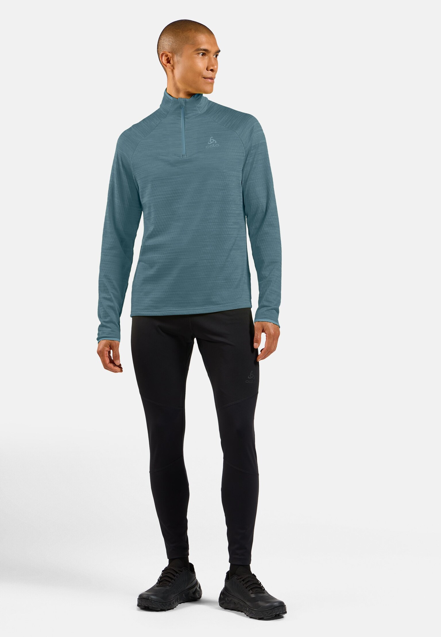 Pull à manches longues et col zippé Run Easy pour homme