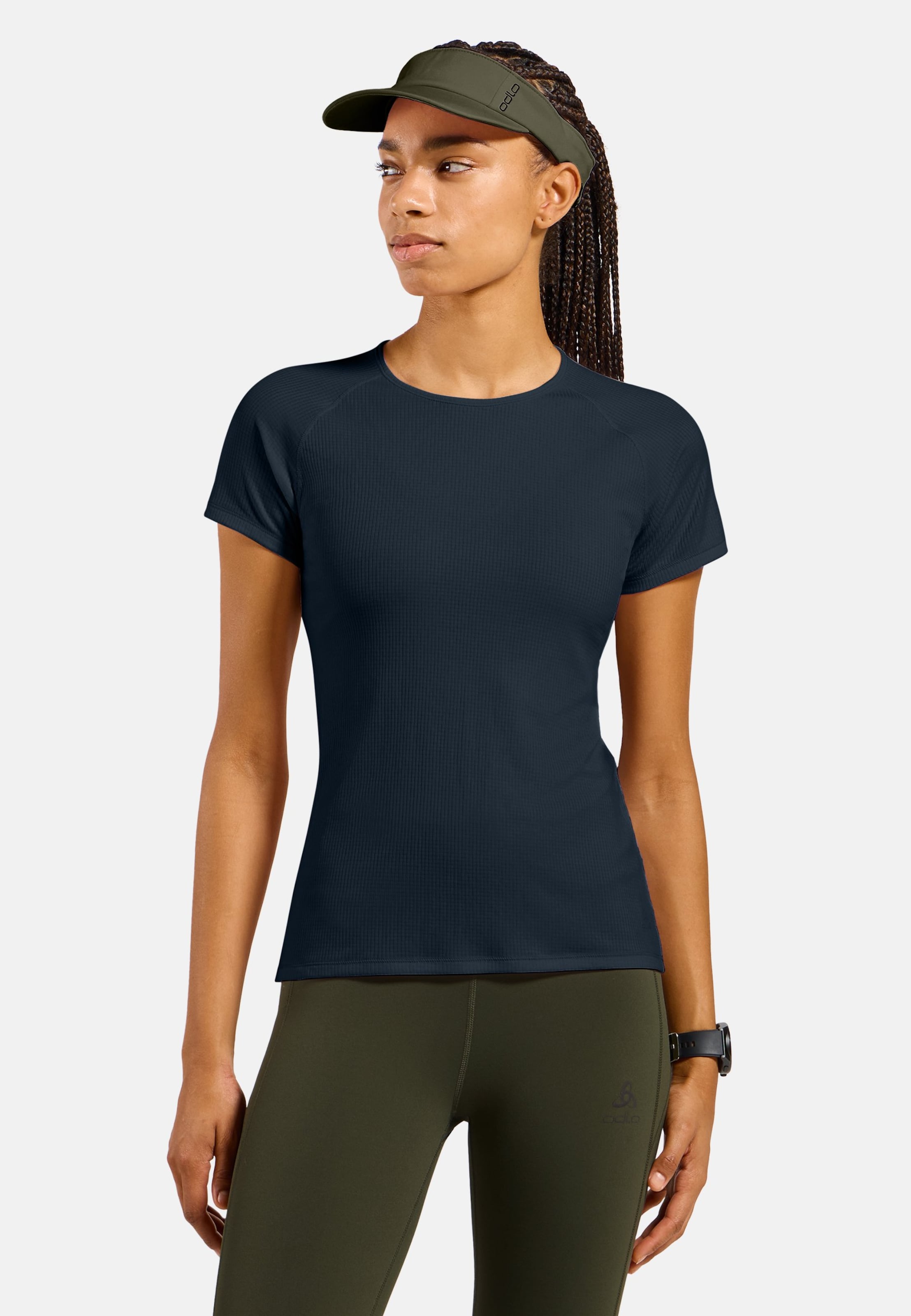 Odlo Kurzärmeliger Active Light Base Layer mit Rundhalsausschnitt für Damen, M, marineblau