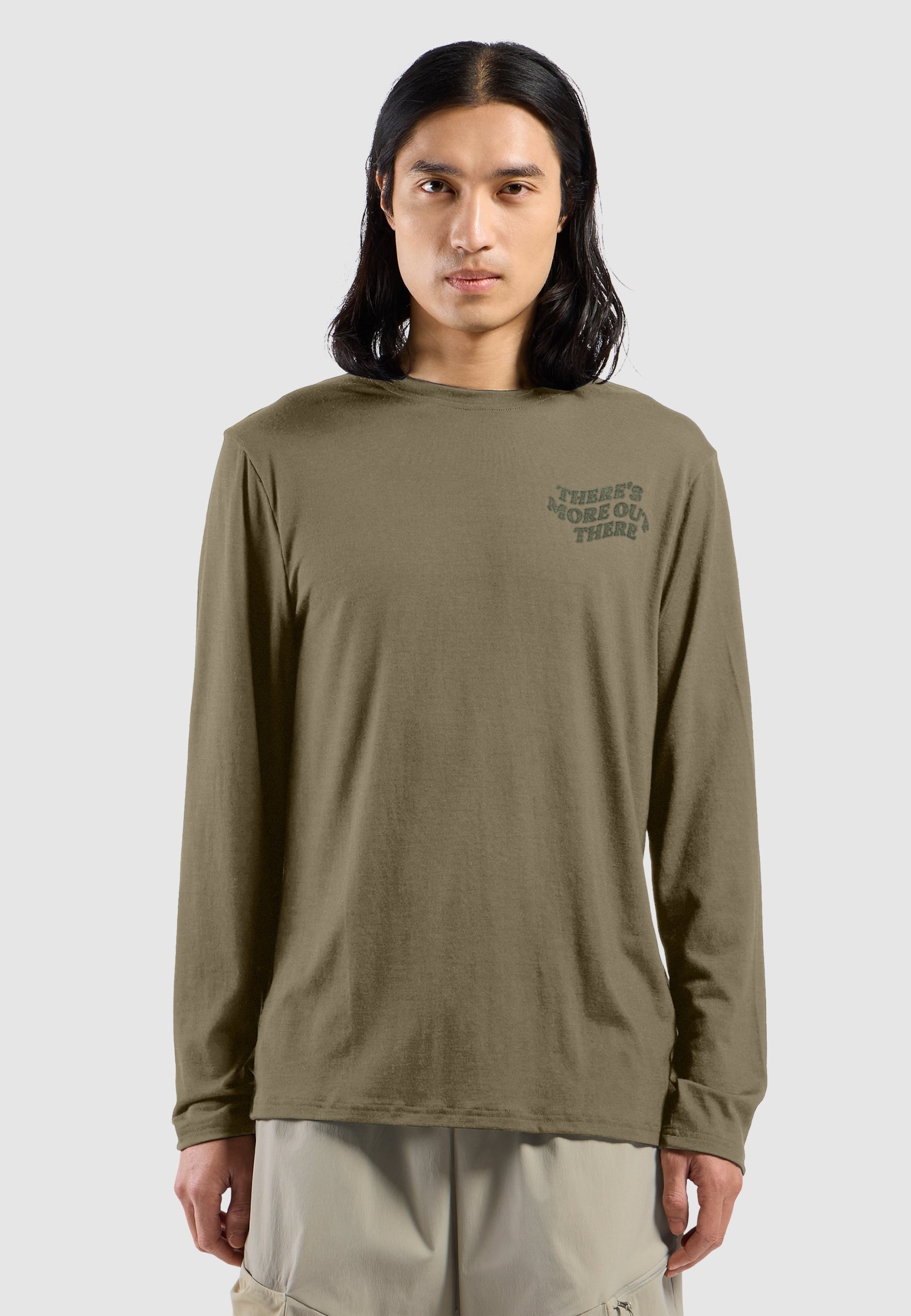 Odlo Ascent Merino 160 Langarmshirt mit TMOT-Print für Herren, M, grün