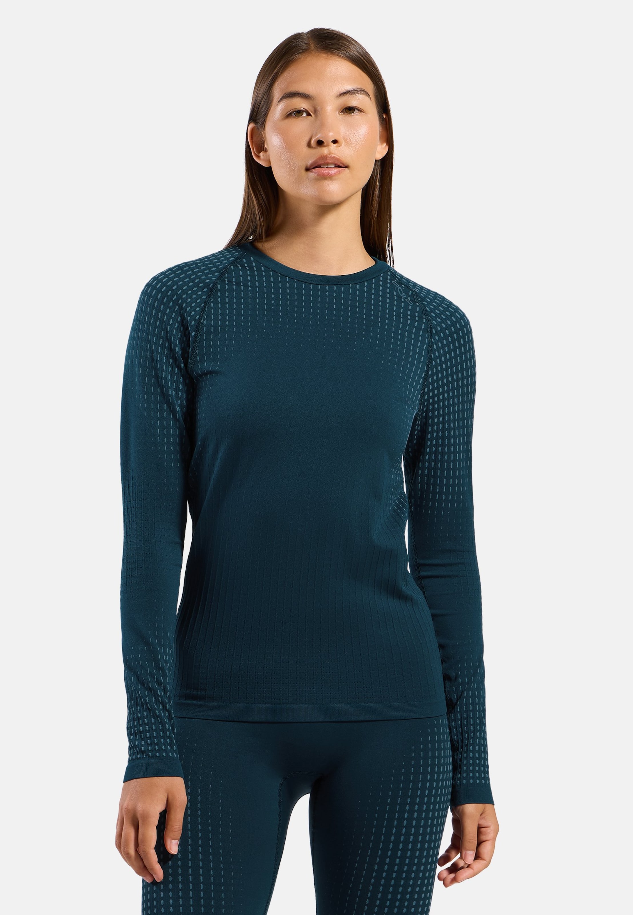Odlo Performance Warm Base Layer Shirt für Damen - Trail Running, Skilanglauf - marineblau, L