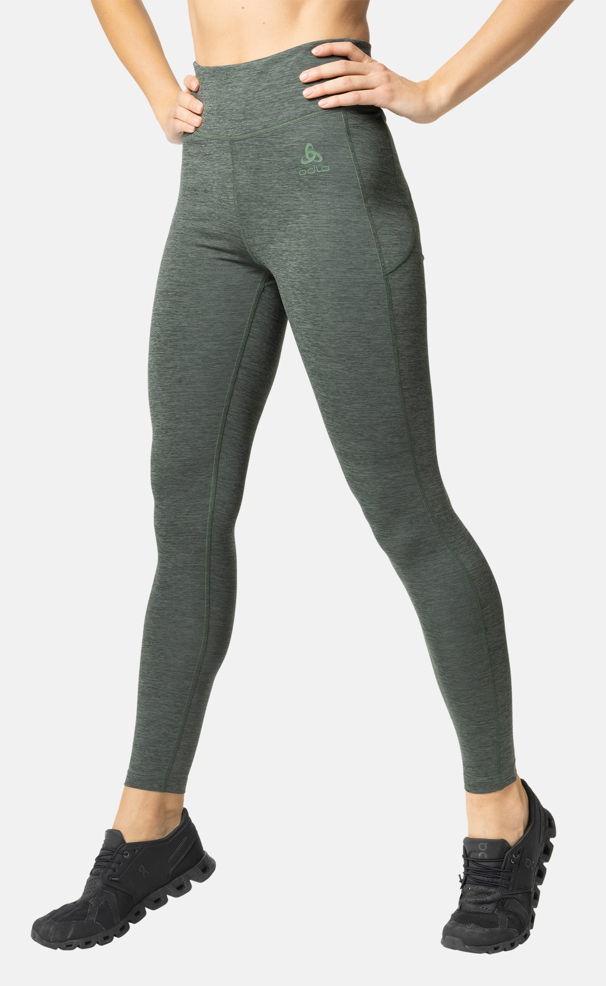 Odlo Melierte Active 365 Trainings-Tights für Damen, XL, grün