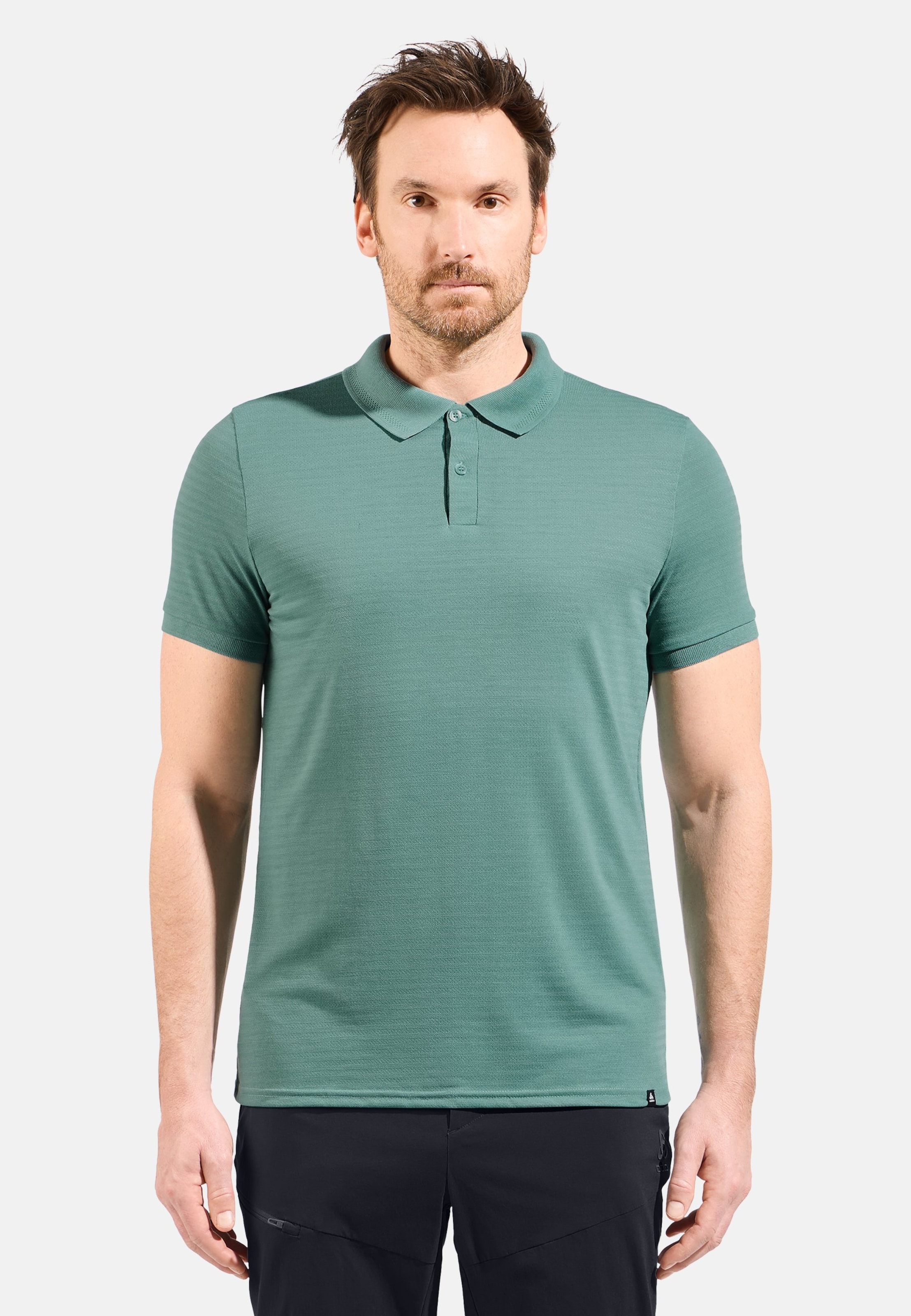 Odlo Ascent Poloshirt mit Naturfasern für Herren, S, grün