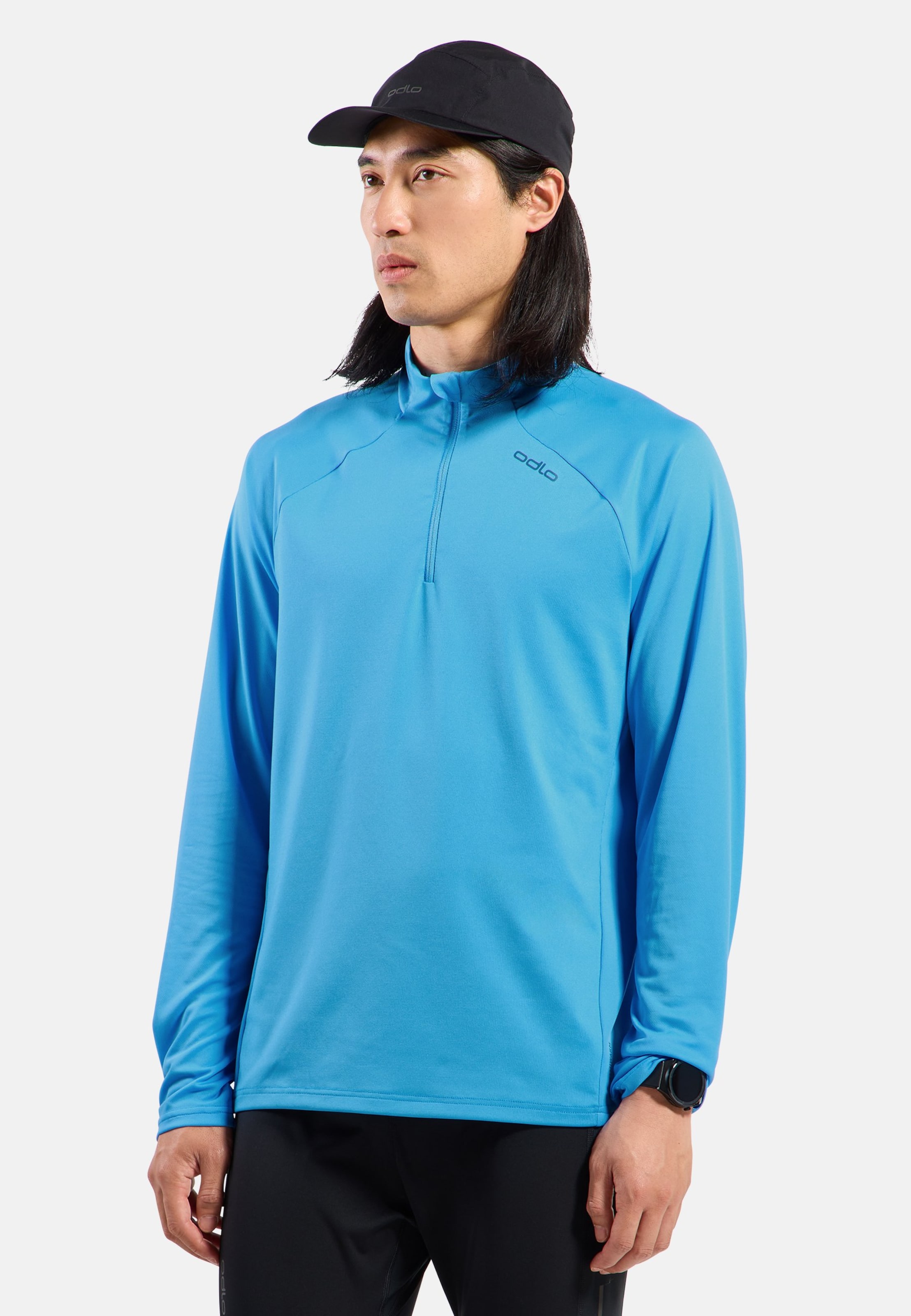 Odlo Essential Ceramiwarm Lauf-Mid Layer Half-Zip für Herren - Trail Running, Ski & Snow - blau, M
